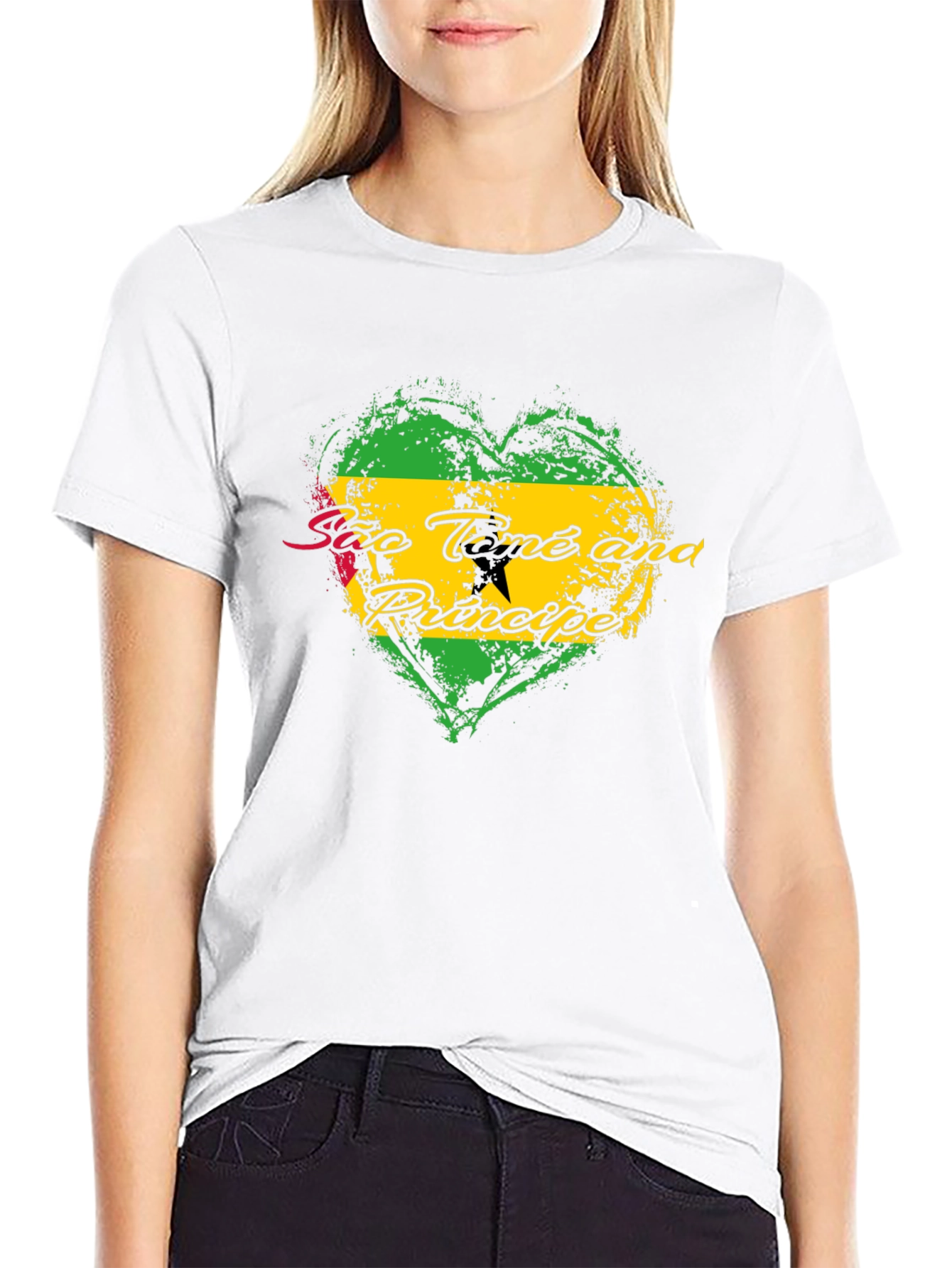 São Tomé and Príncipe Flag Heart T-Shirt