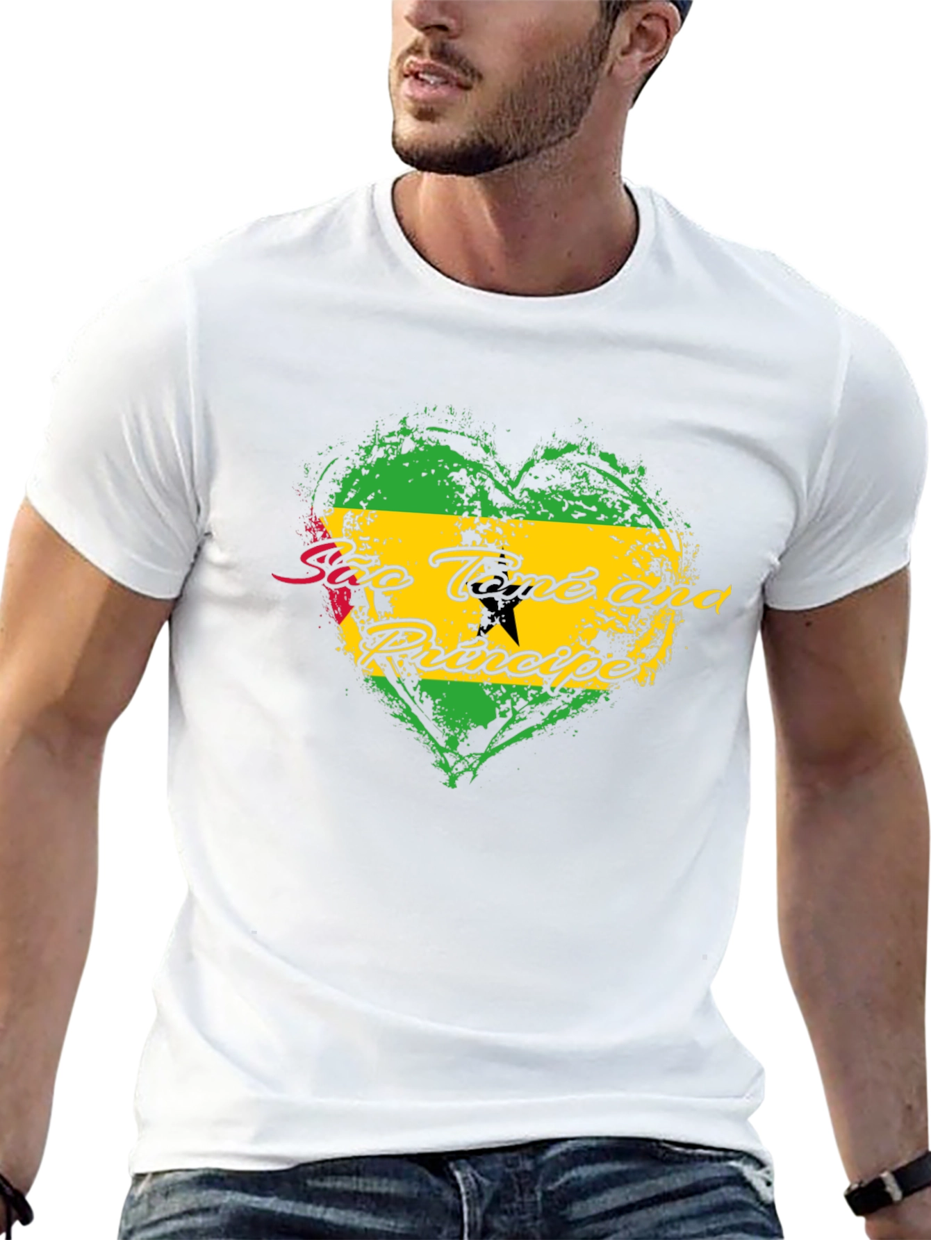 São Tomé and Príncipe Flag Heart T-Shirt