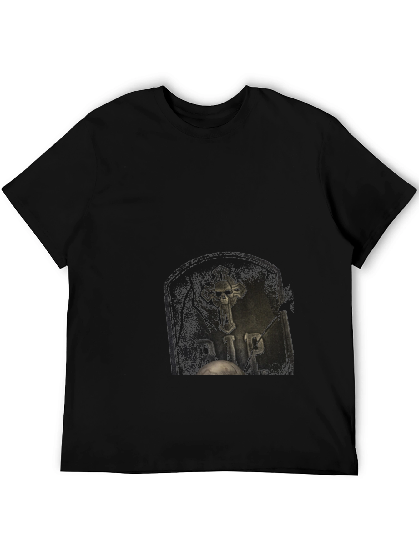 Gothic RIP Tombstone Graphic Black T-Shirt