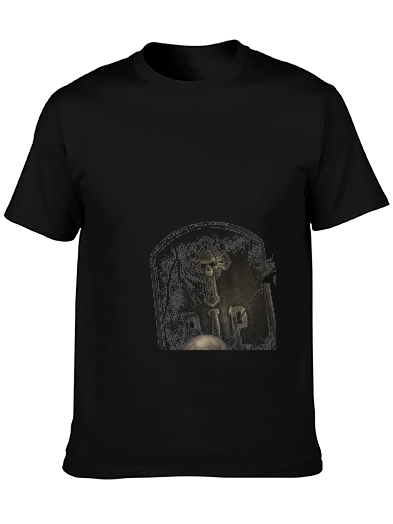 Gothic RIP Tombstone Graphic Black T-Shirt