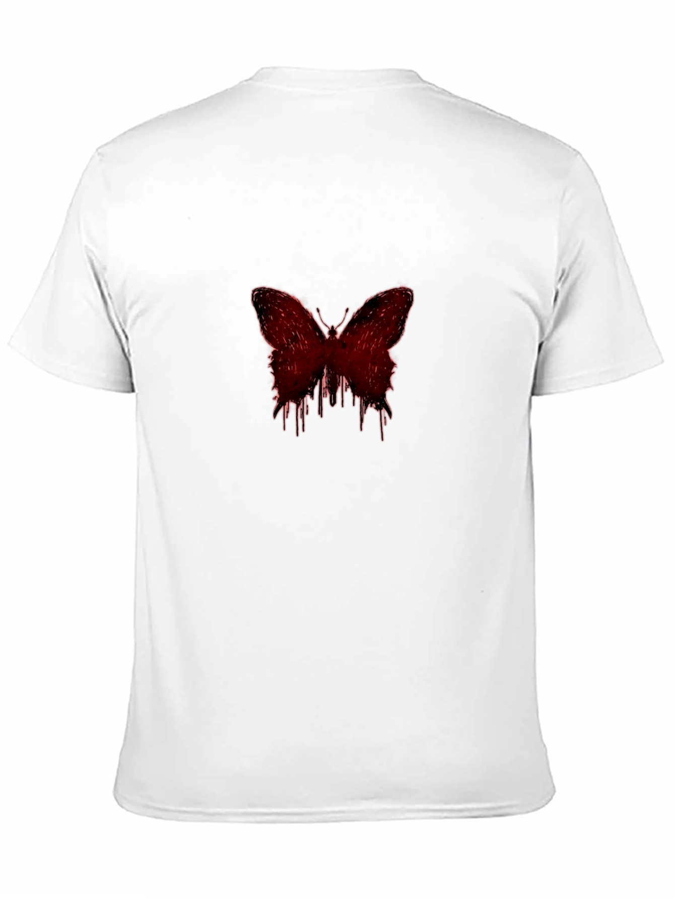 Mens Black Graphic Tee - Red Dripping Butterfly