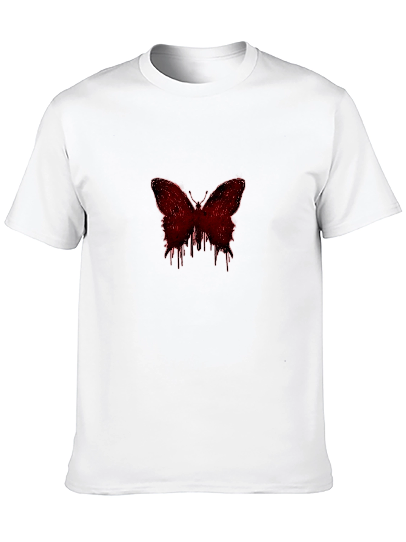 Mens Black Graphic Tee - Red Dripping Butterfly
