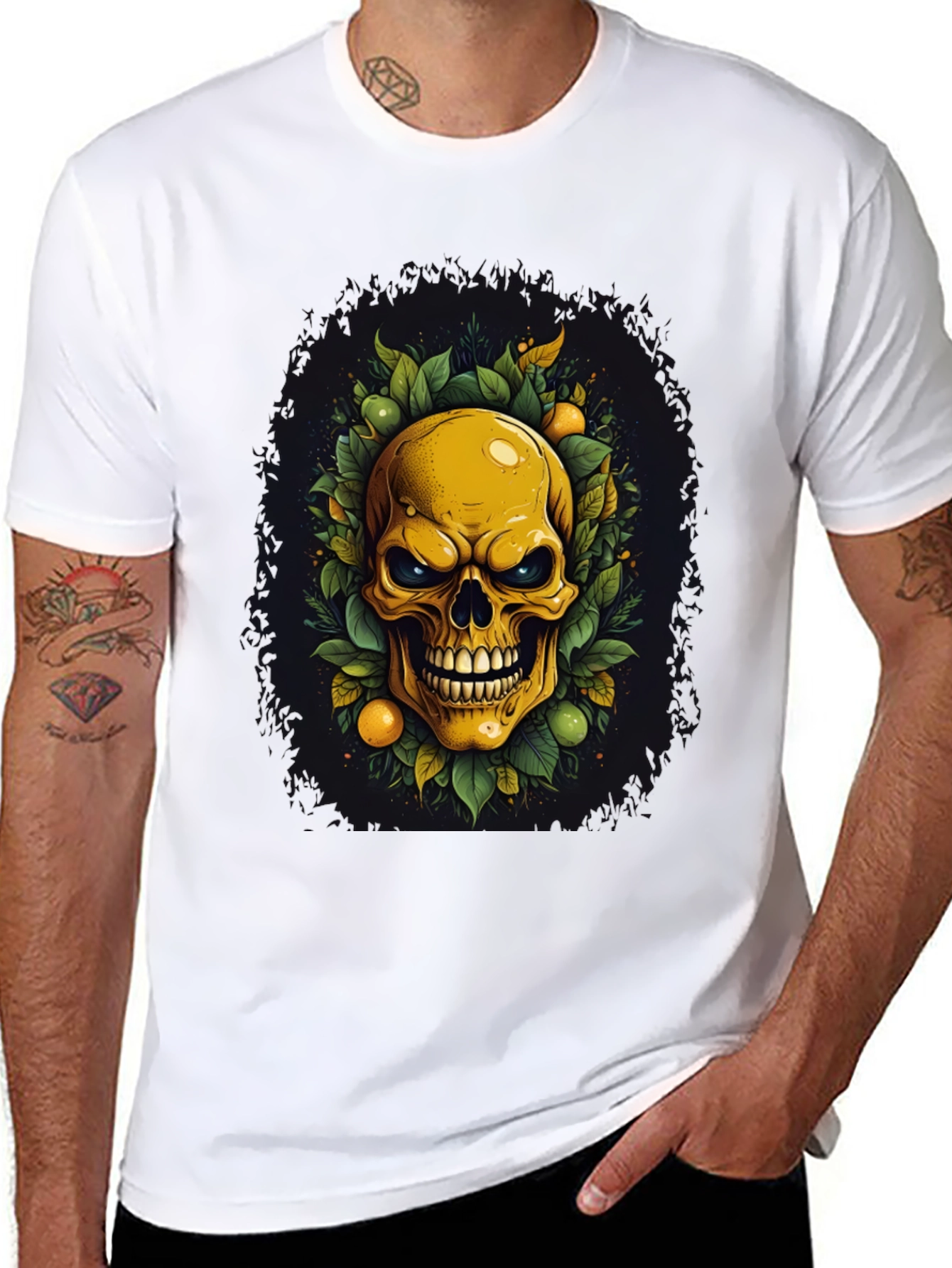 Skull & Fruit Graphic Tee - Edgy Style
