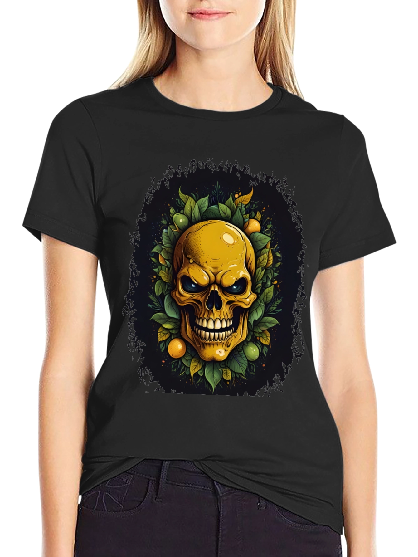 Skull & Fruit Graphic Tee - Edgy Style