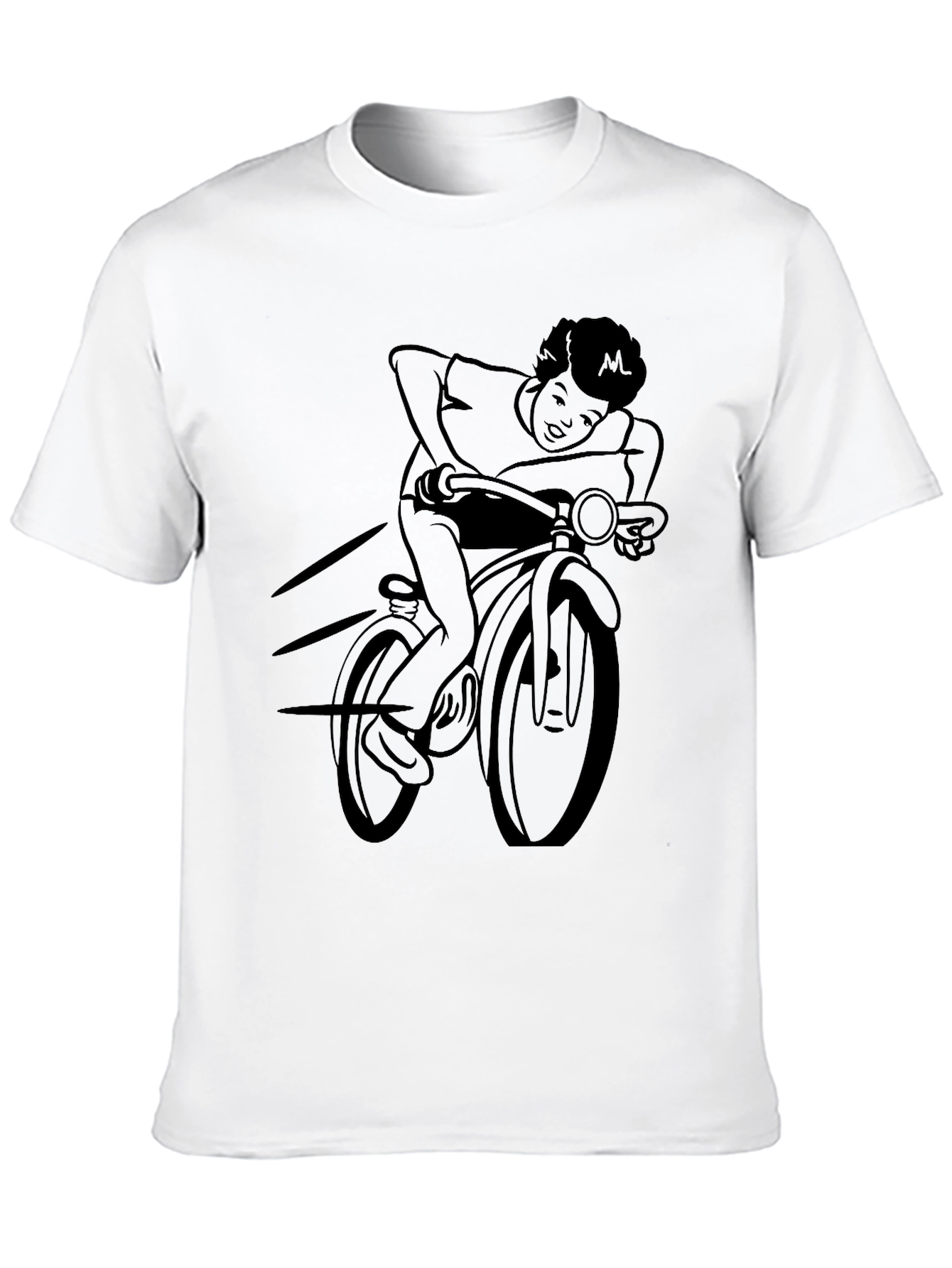 Black T-Shirt with Bicycle Rider Design