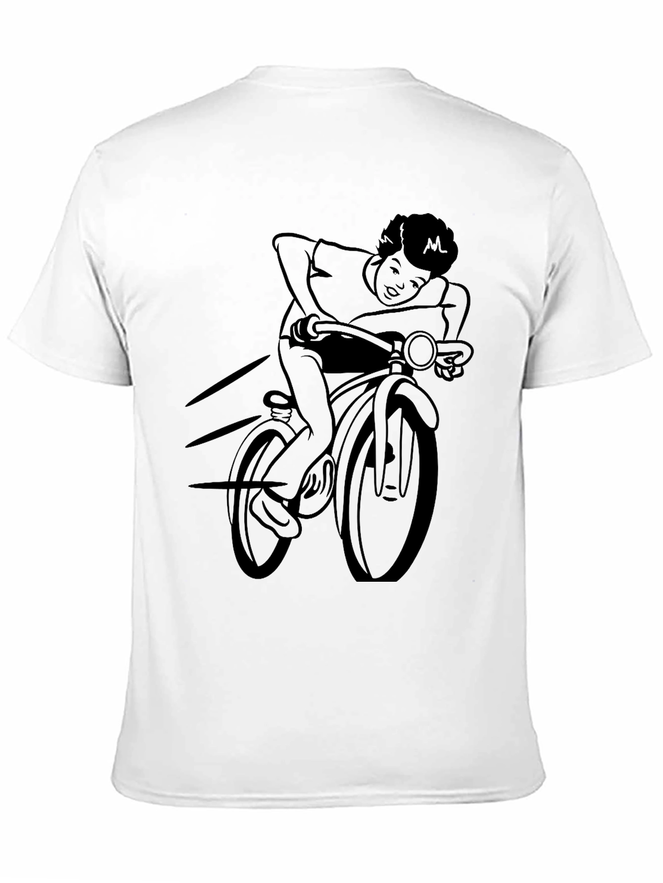 Black T-Shirt with Bicycle Rider Design