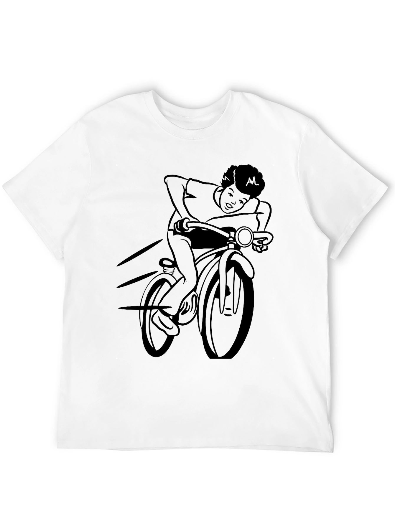 Black T-Shirt with Bicycle Rider Design