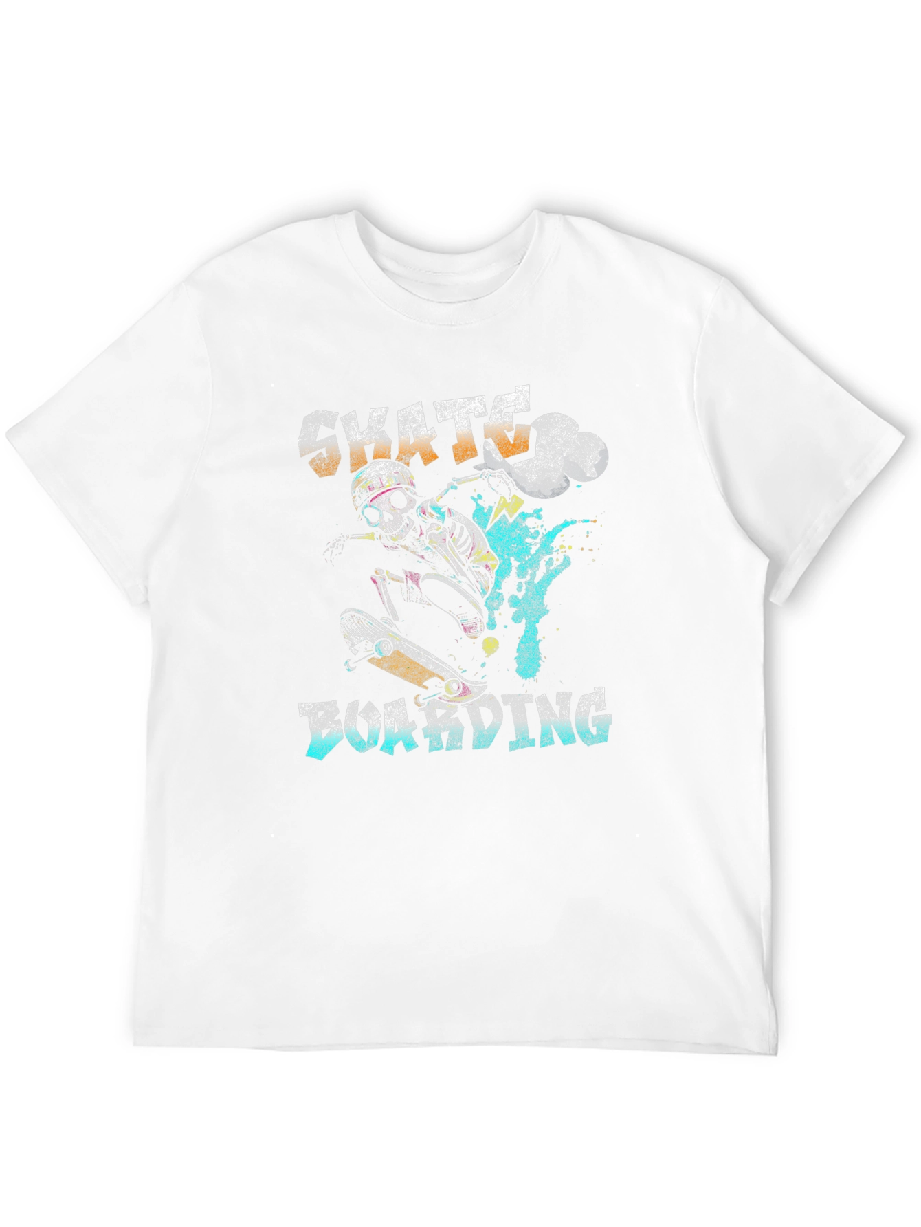 Skateboarding Skeleton Graphic T-Shirt - Black