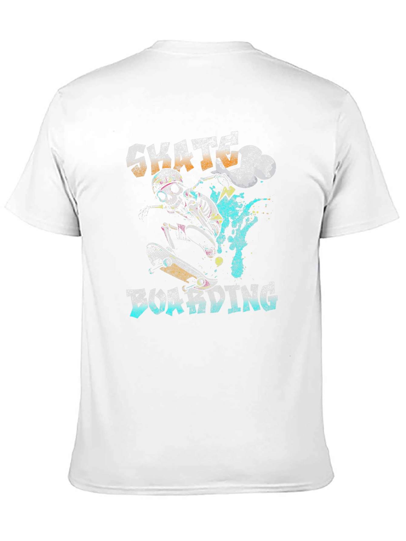 Skateboarding Skeleton Graphic T-Shirt - Black