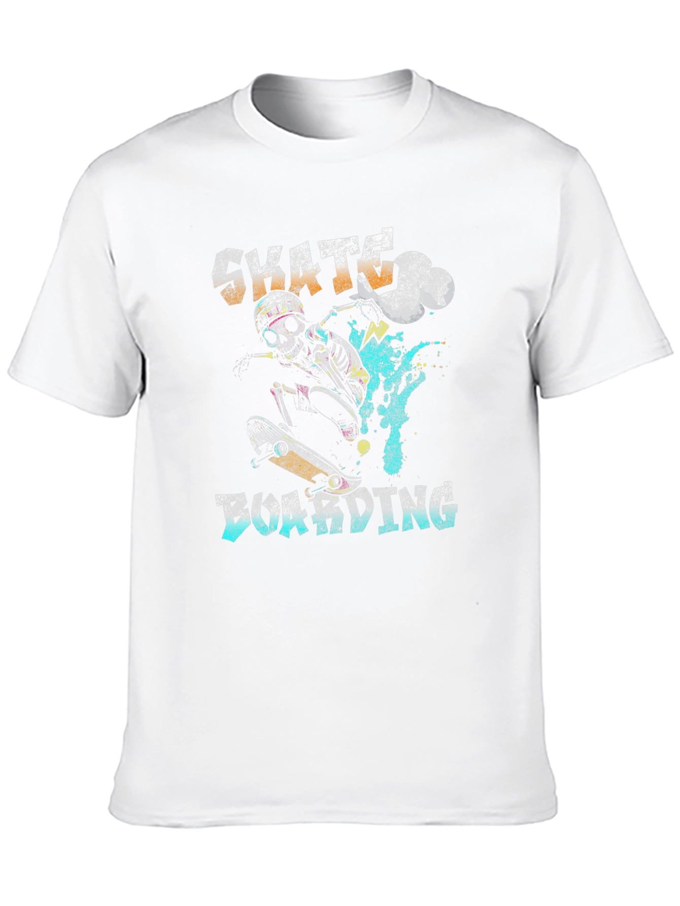 Skateboarding Skeleton Graphic T-Shirt - Black