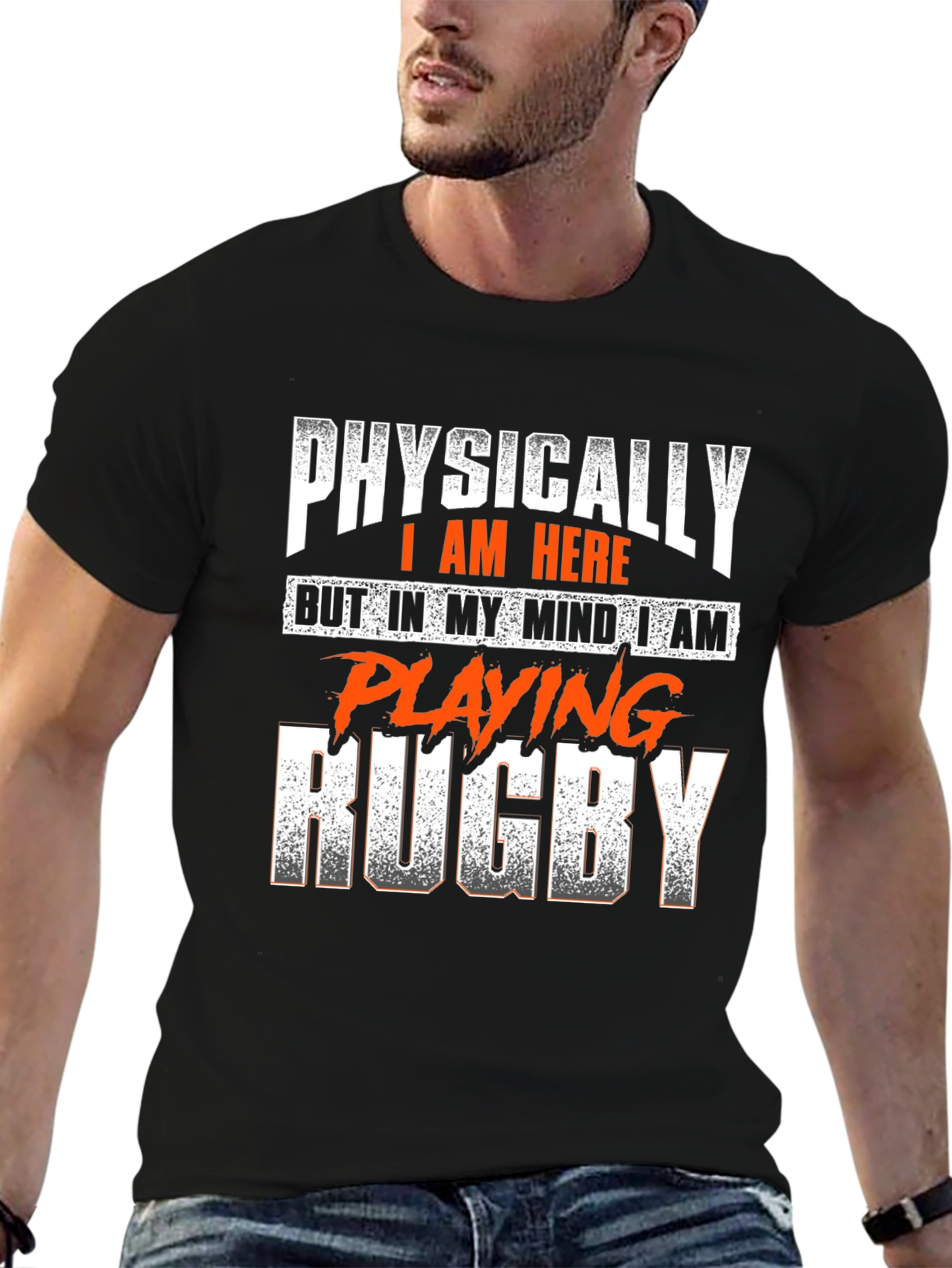 Rugby Mindset Graphic Tee - Black Cotton T-Shirt