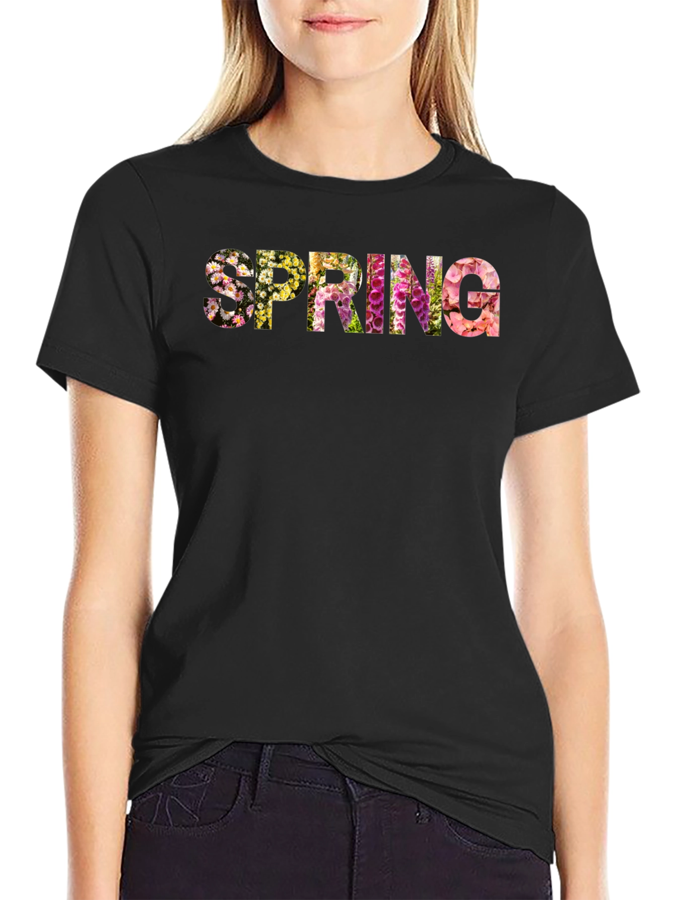 Floral Spring T-Shirt - Black