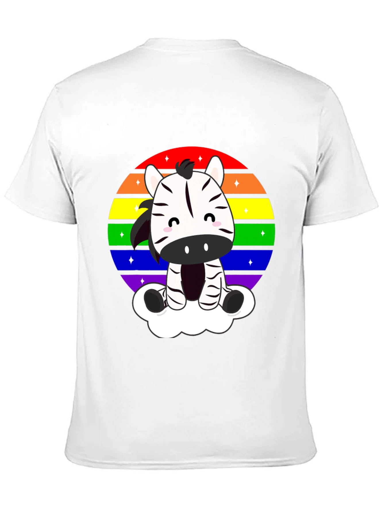 Zebra Rainbow Cloud Black T-Shirt