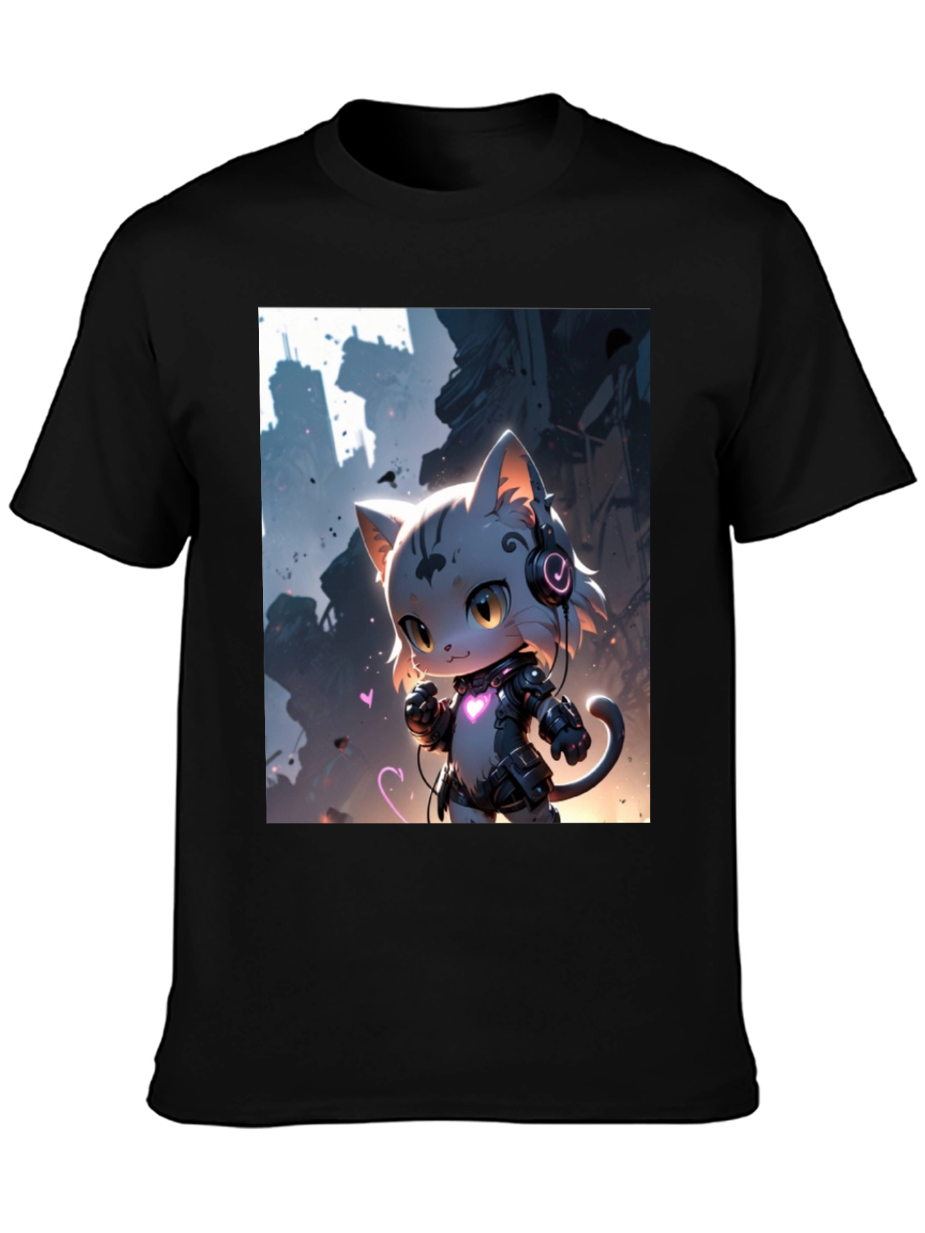 Cyberpunk Cat T-Shirt - Futuristic Feline Design
