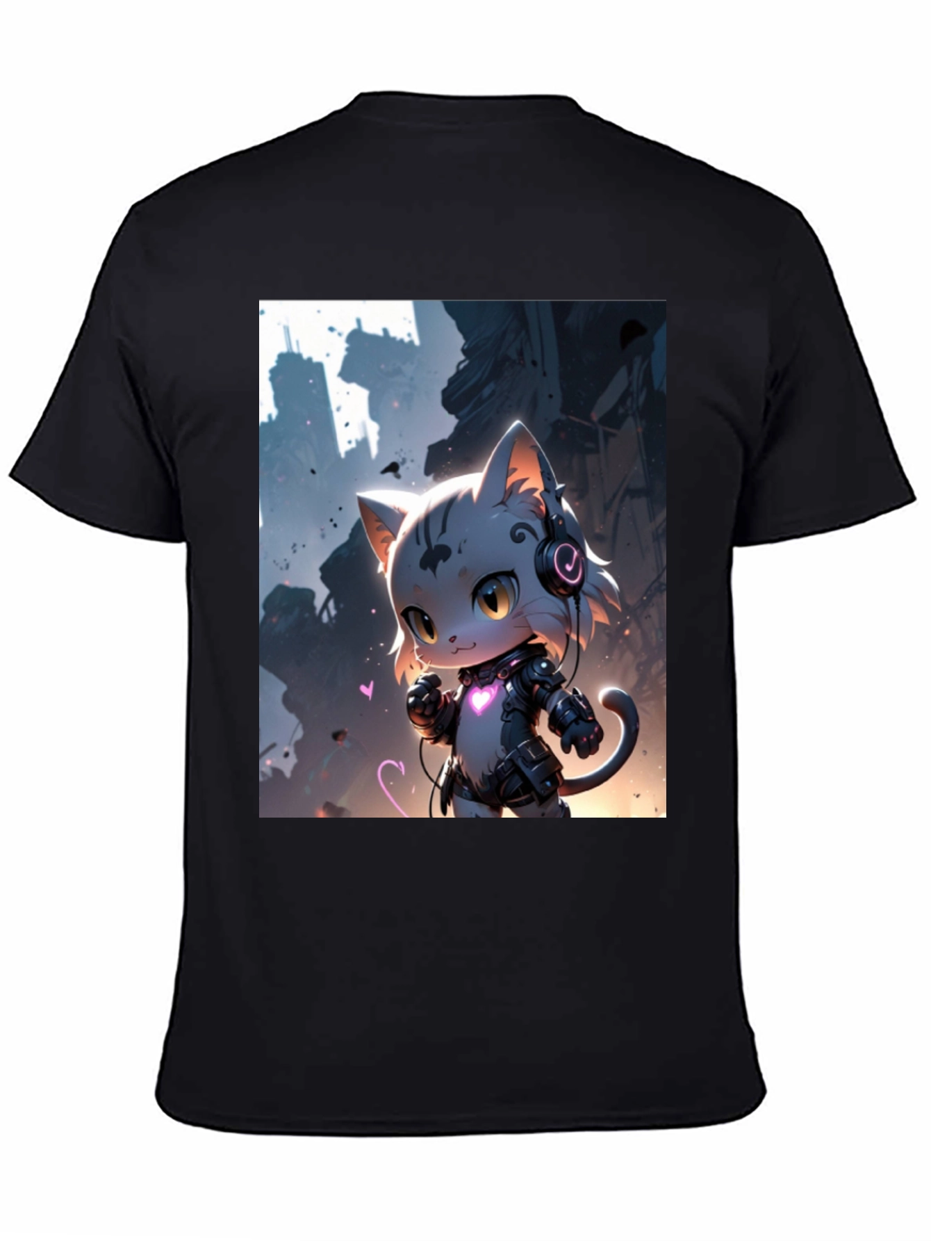 Cyberpunk Cat T-Shirt - Futuristic Feline Design