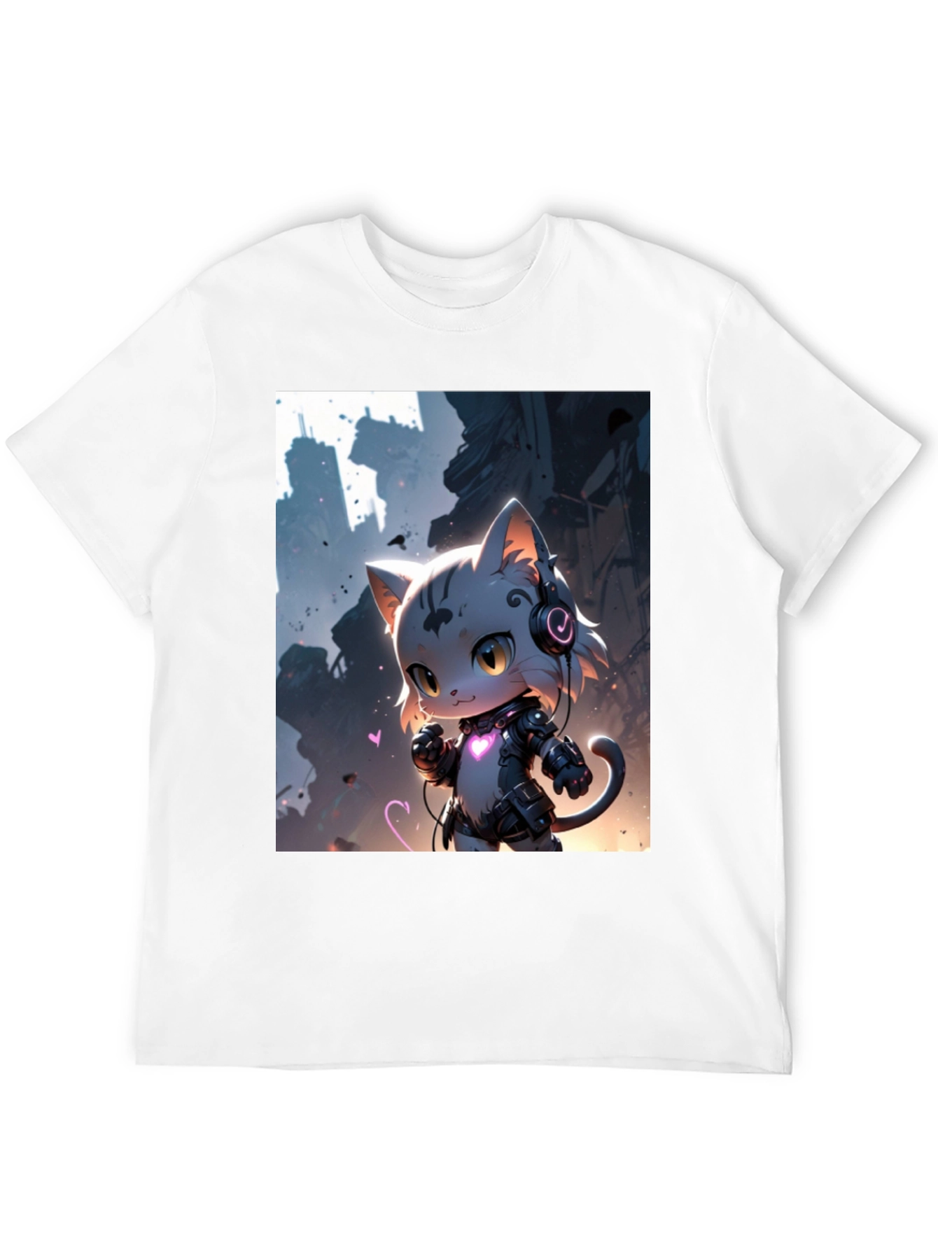 Cyberpunk Cat T-Shirt - Futuristic Feline Design