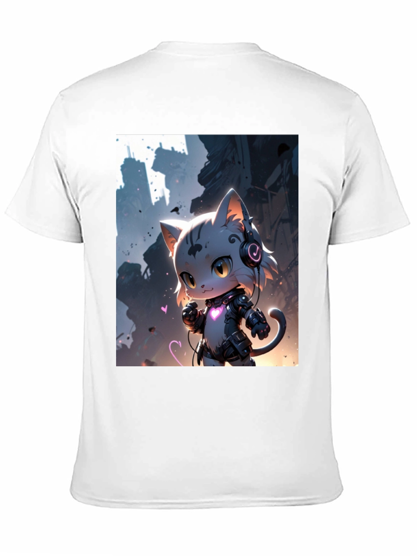Cyberpunk Cat T-Shirt - Futuristic Feline Design