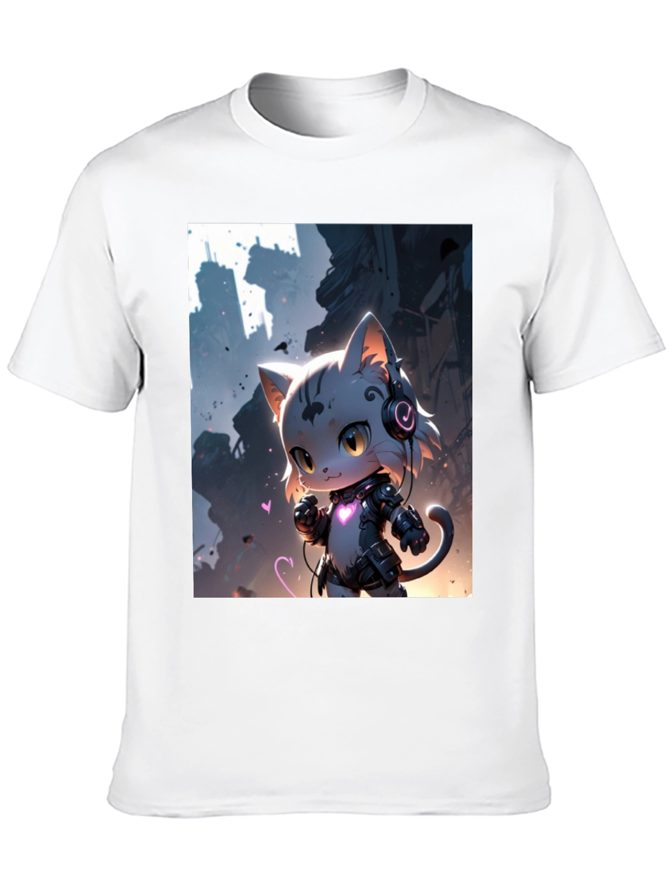 Cyberpunk Cat T-Shirt - Futuristic Feline Design