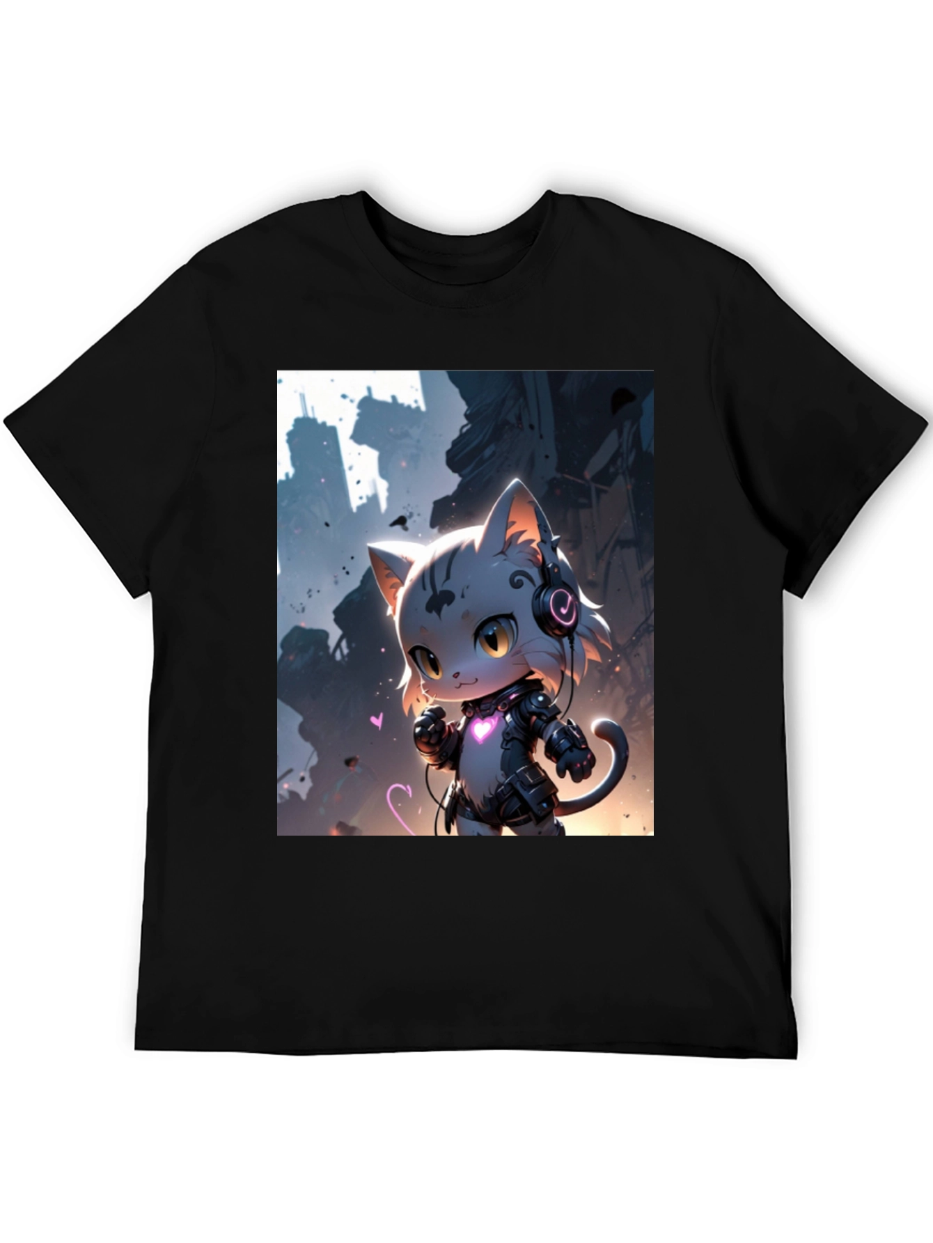 Cyberpunk Cat T-Shirt - Futuristic Feline Design