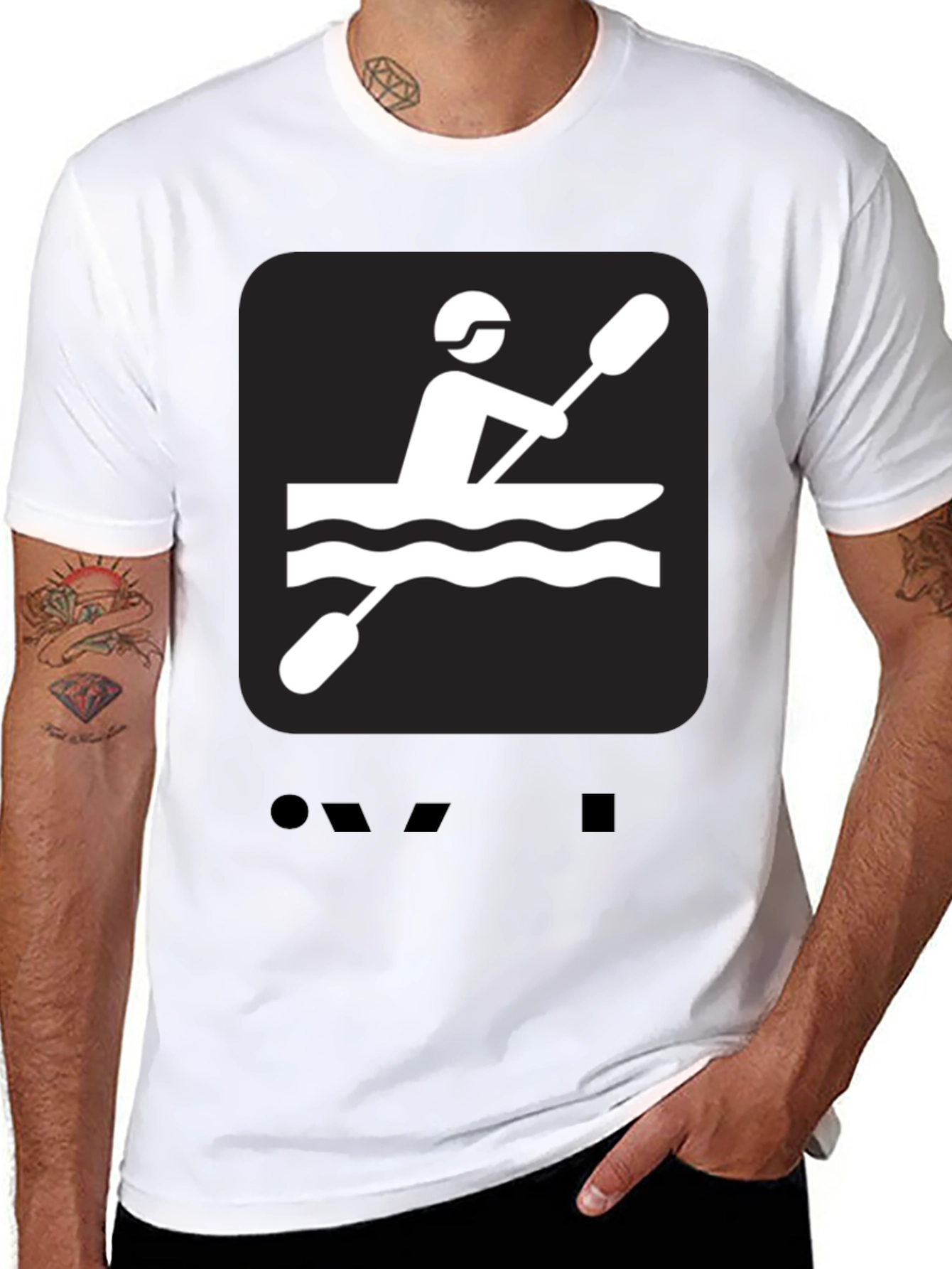 Kayaking Graphic Tee - Black Cotton T-Shirt