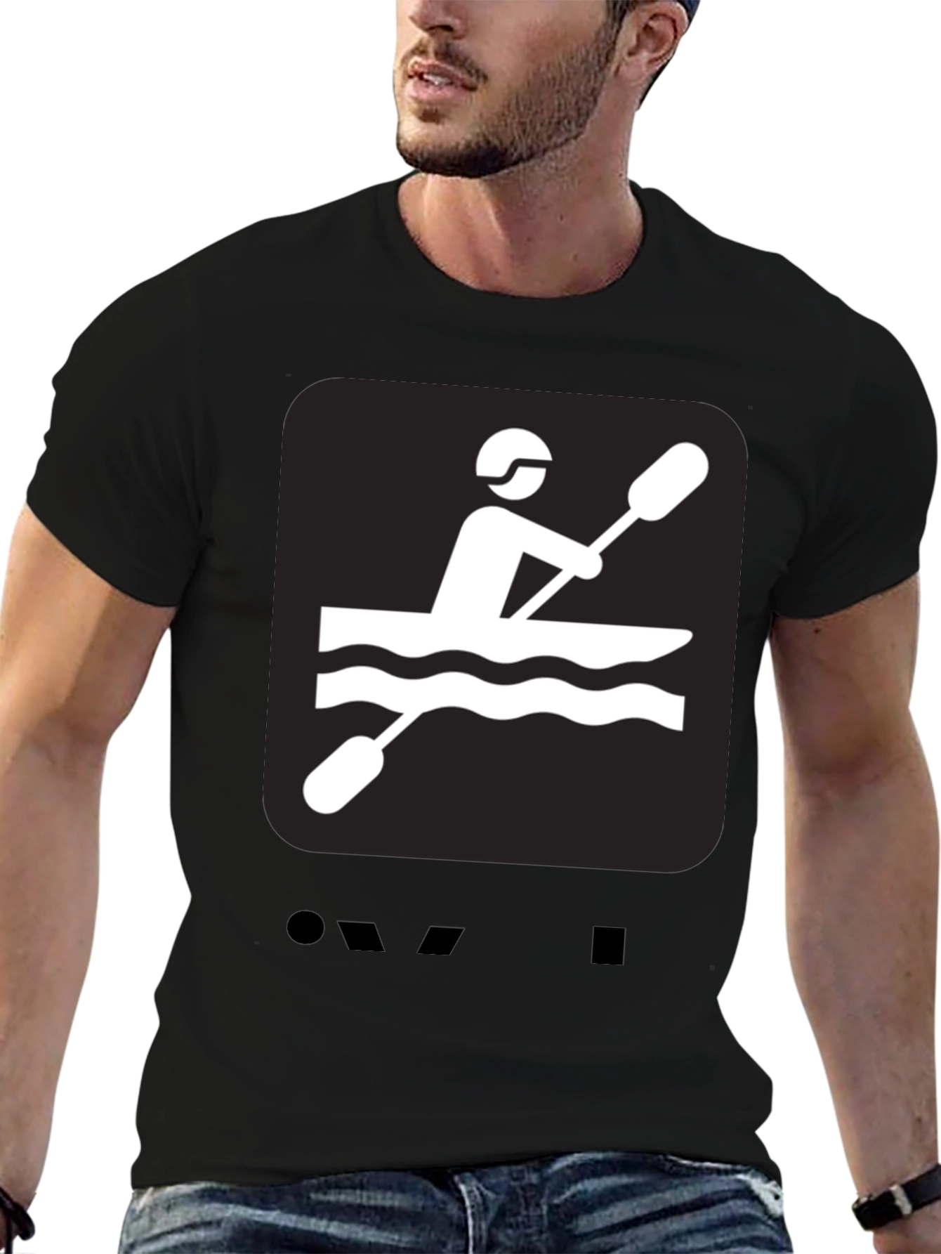 Kayaking Graphic Tee - Black Cotton T-Shirt