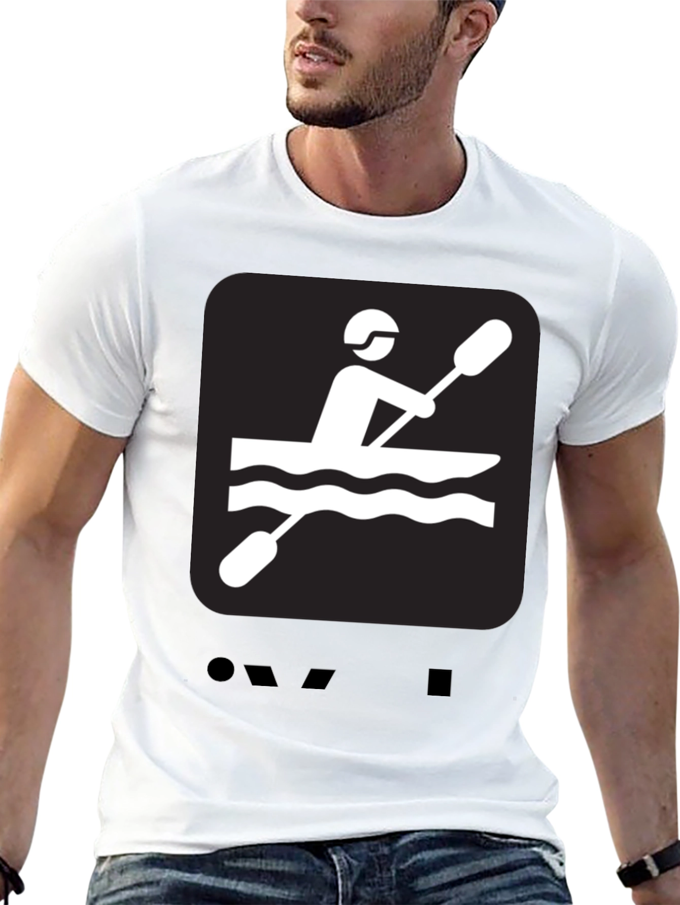 Kayaking Graphic Tee - Black Cotton T-Shirt