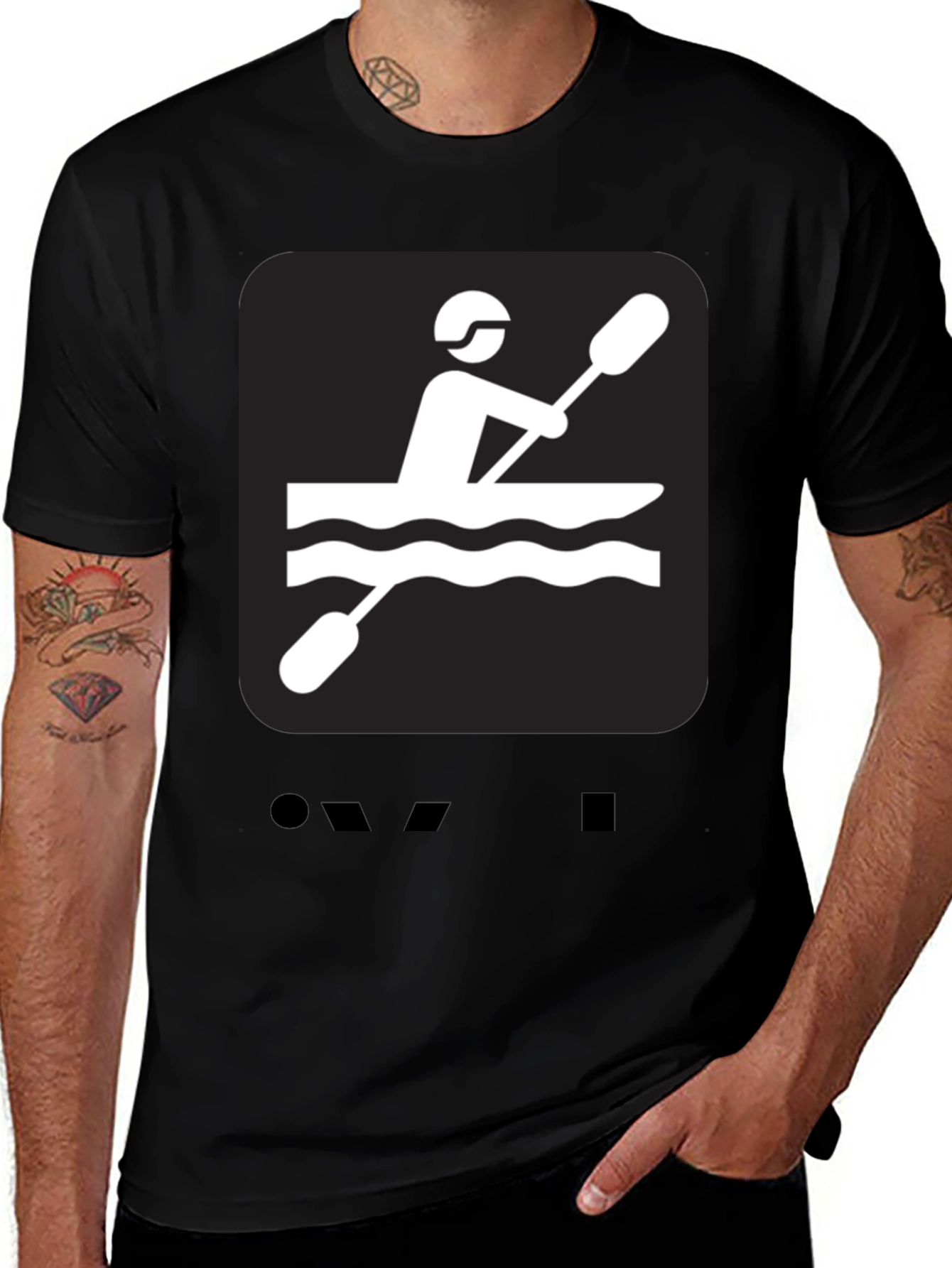 Kayaking Graphic Tee - Black Cotton T-Shirt