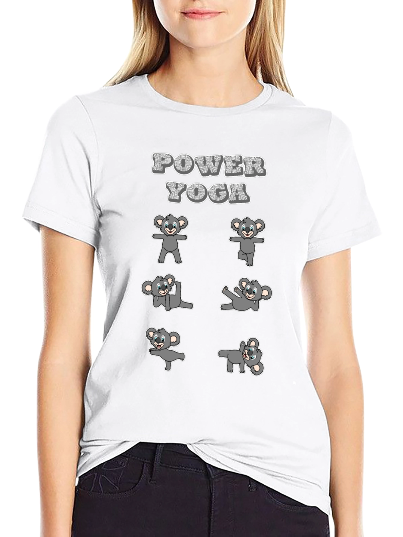 Koala Power Yoga Black T-Shirt