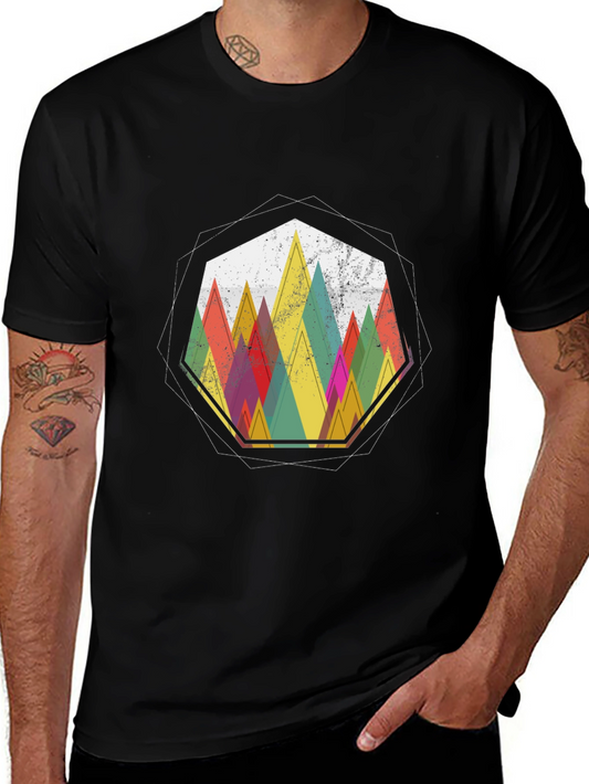 Geometric Mountain Graphic Tee - Stylish Casual Wear