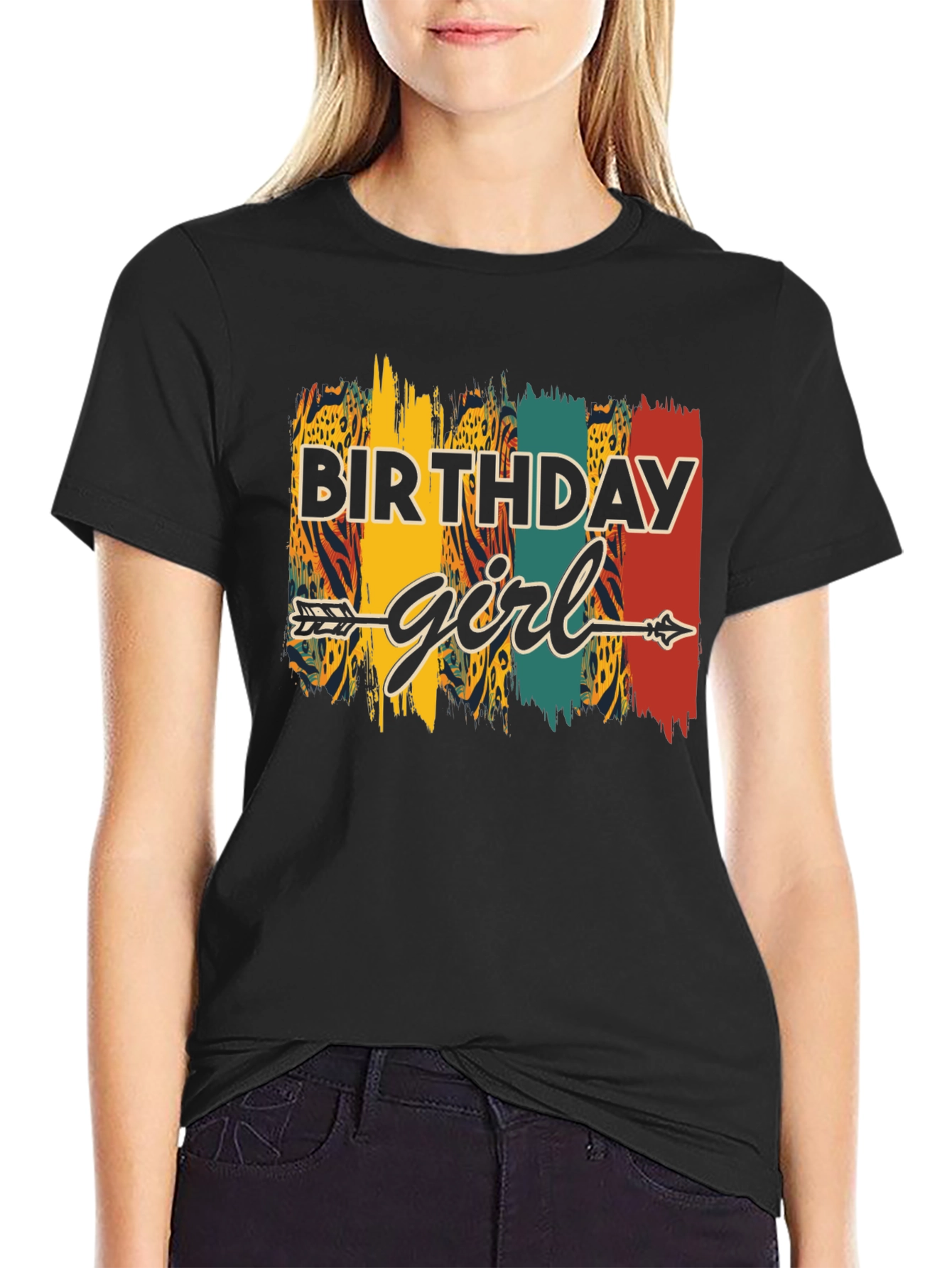 Birthday Girl Arrow Graphic Tee - Unisex Black T-Shirt