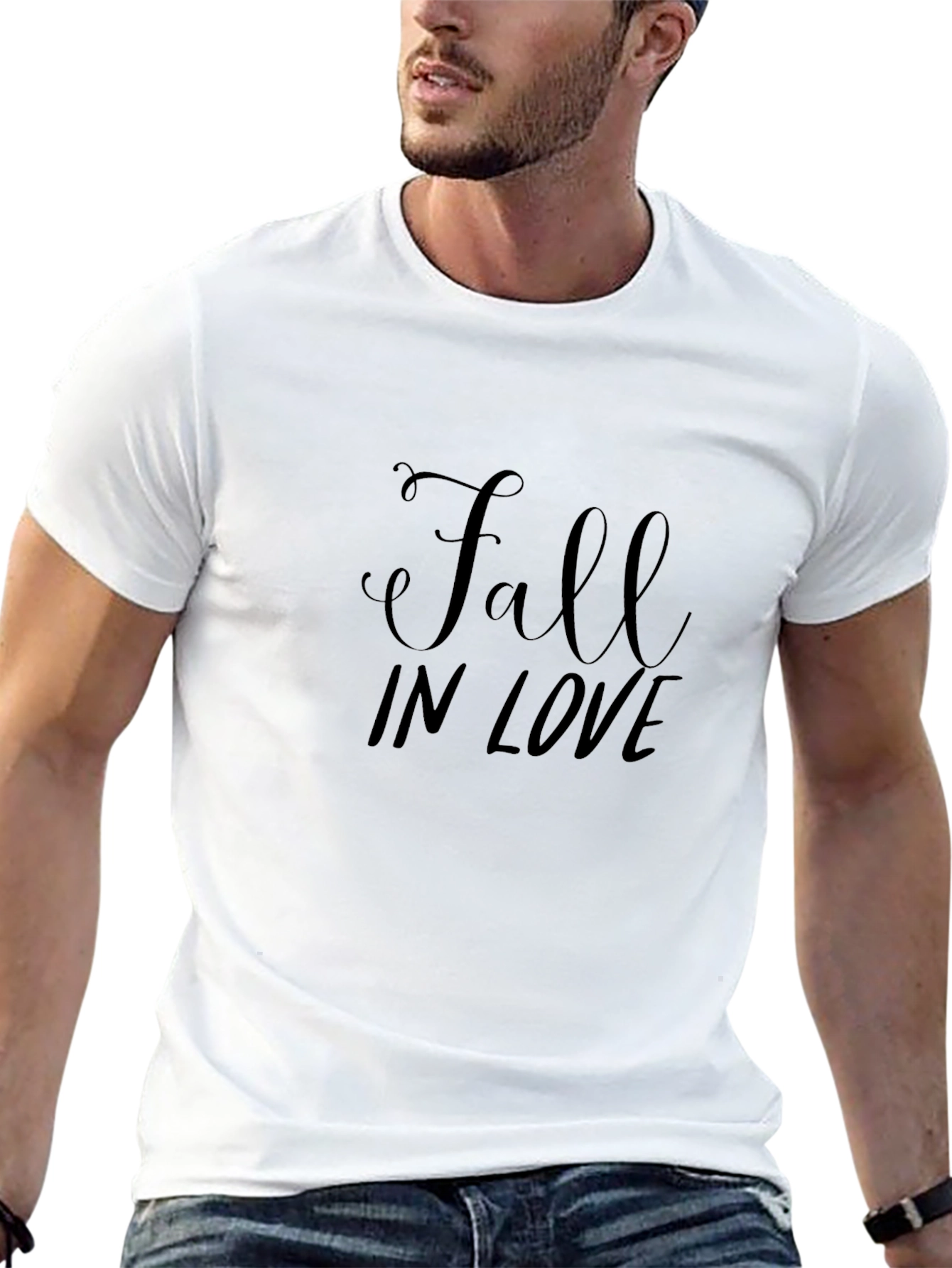 Fall In Love Graphic Tee - Stylish Black T-Shirt