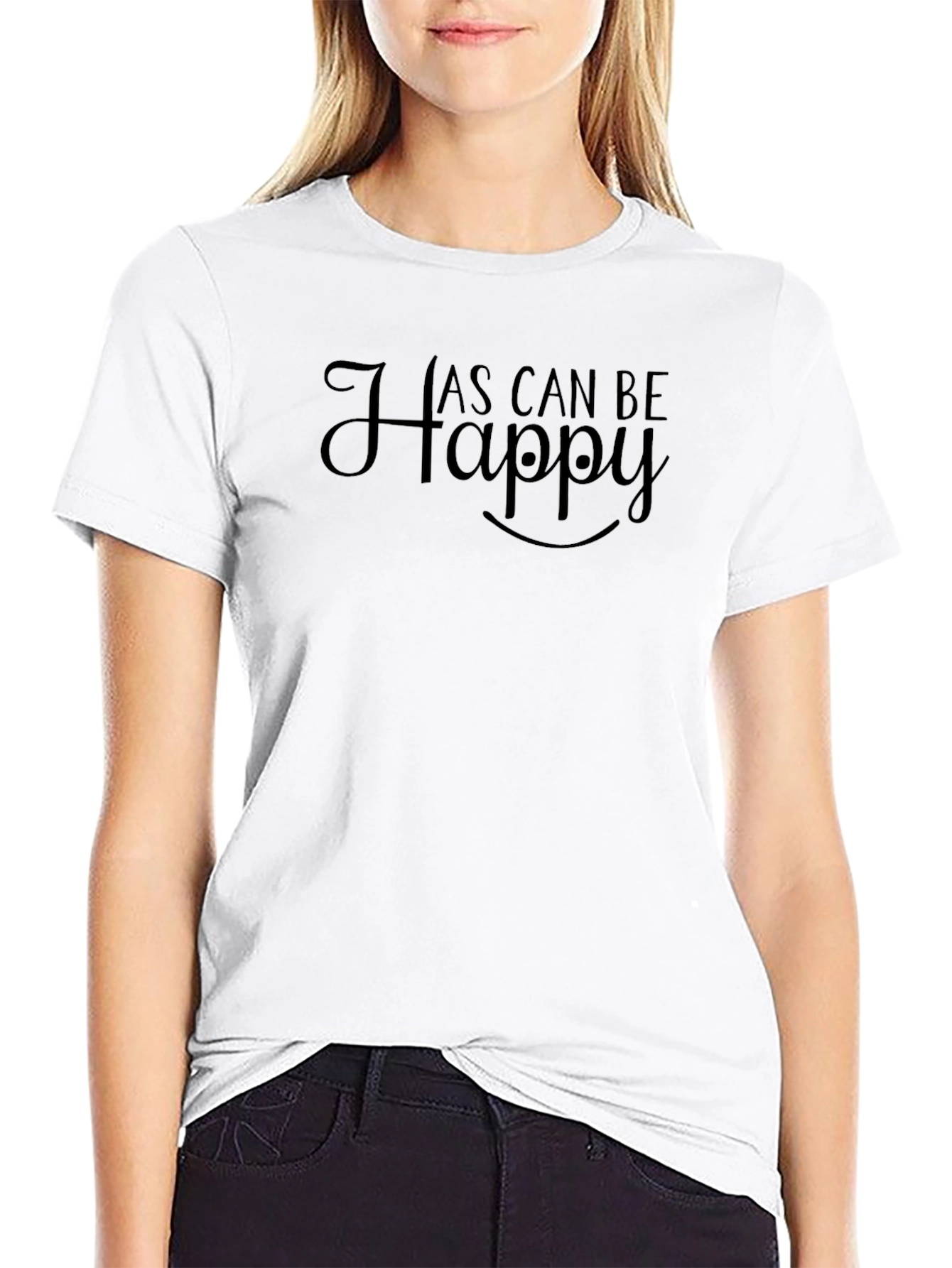 Happy As Can Be Graphic Tee - Black