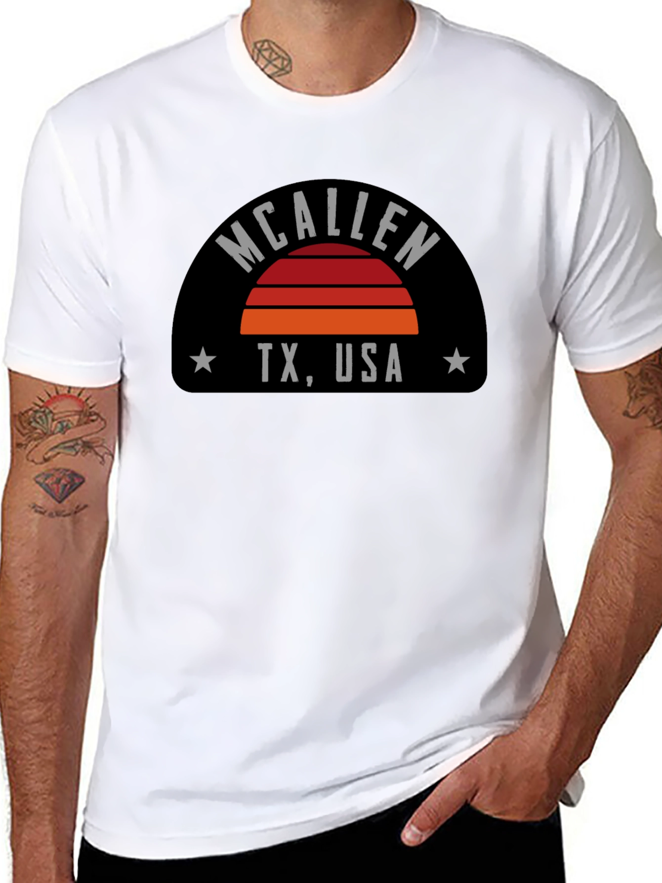 McAllen TX USA Graphic Tee - Retro Sunset T-Shirt