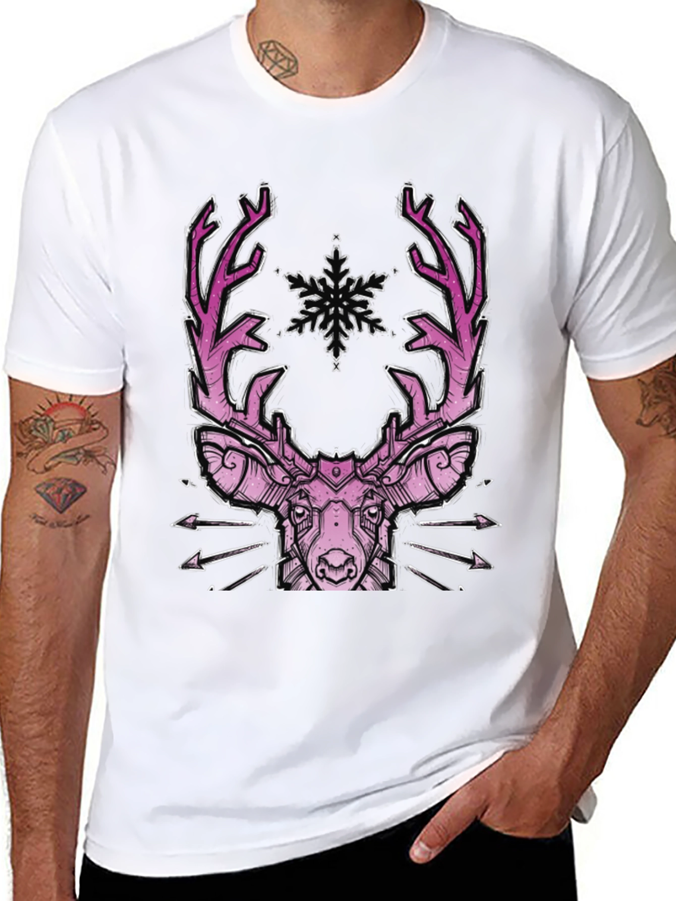 Geometric Pink Deer Graphic Tee