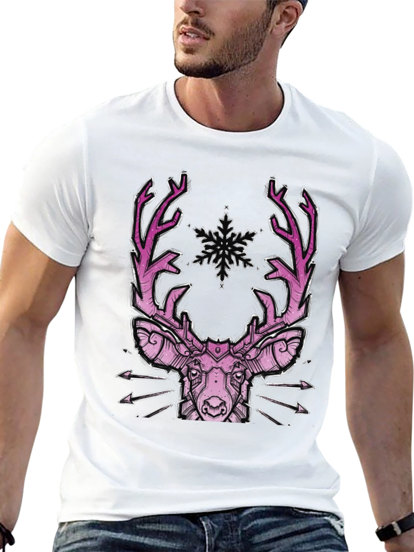 Geometric Pink Deer Graphic Tee