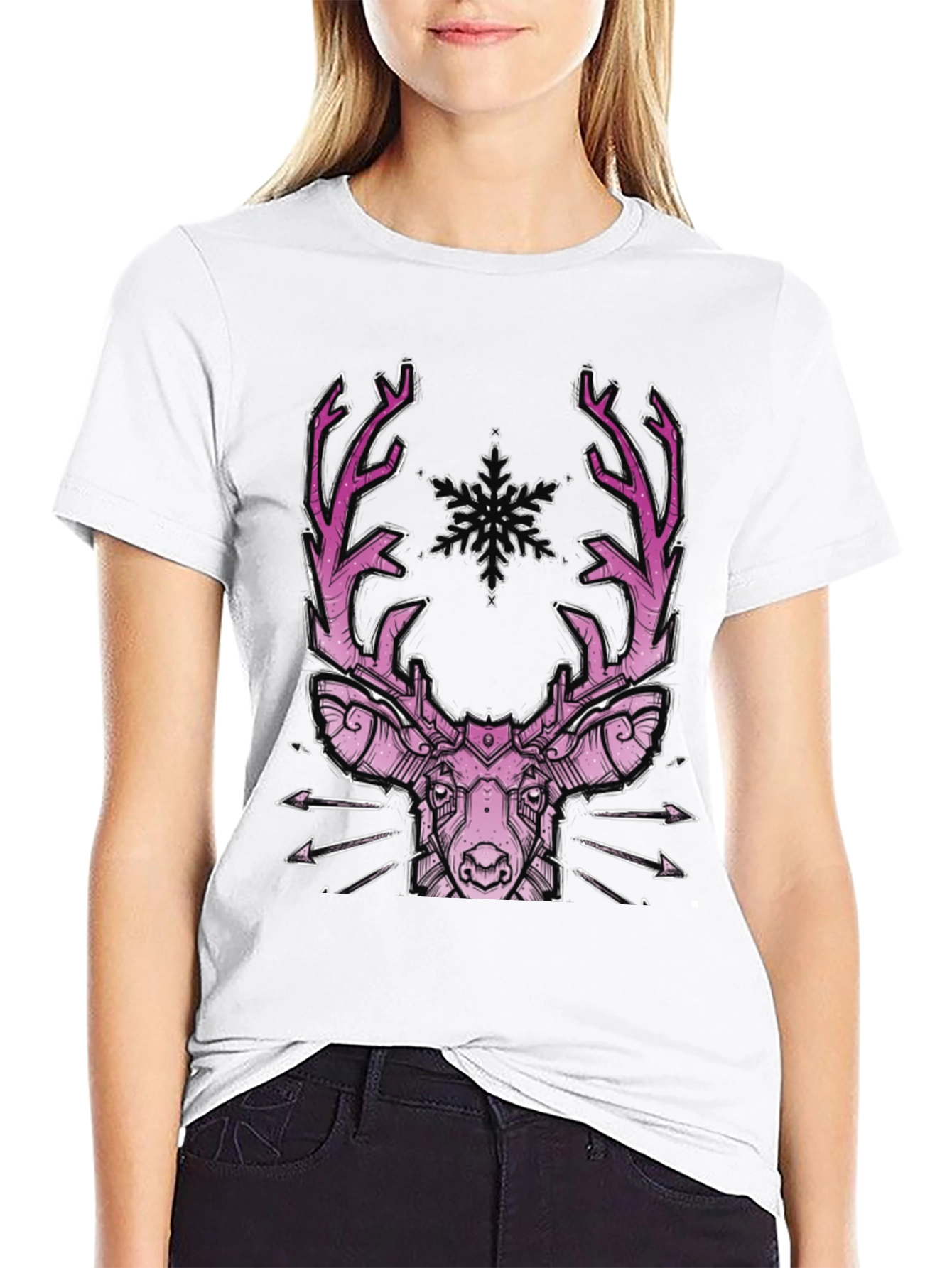 Geometric Pink Deer Graphic Tee