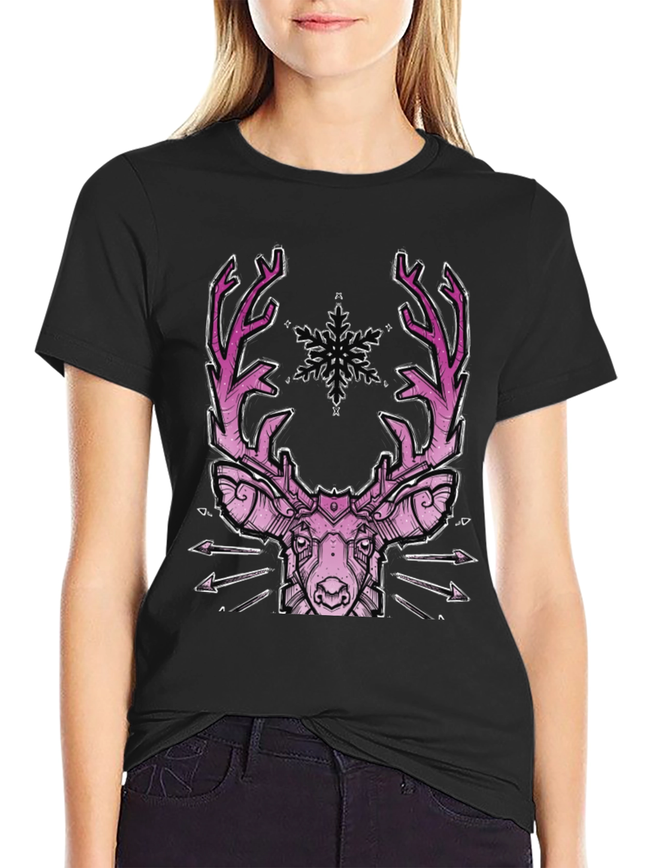 Geometric Pink Deer Graphic Tee