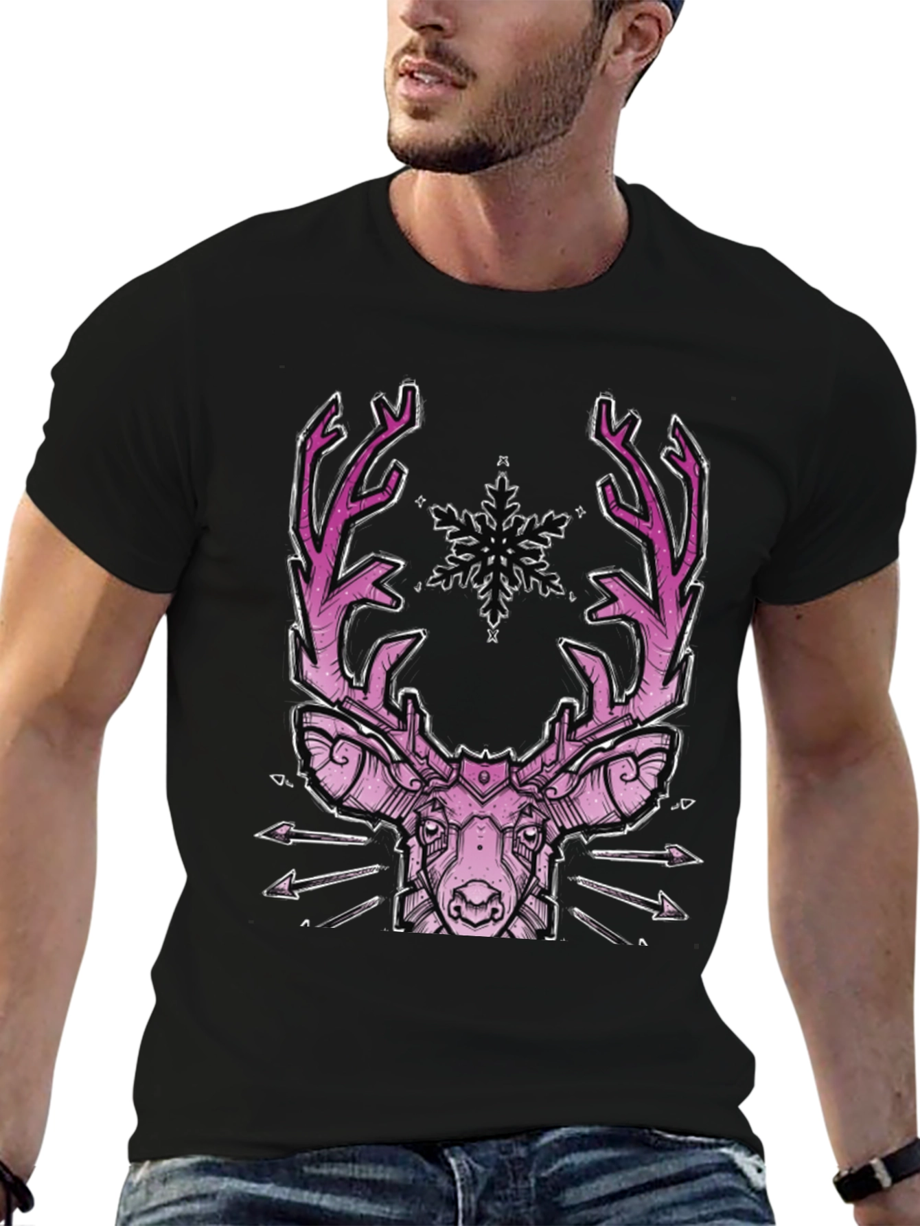 Geometric Pink Deer Graphic Tee