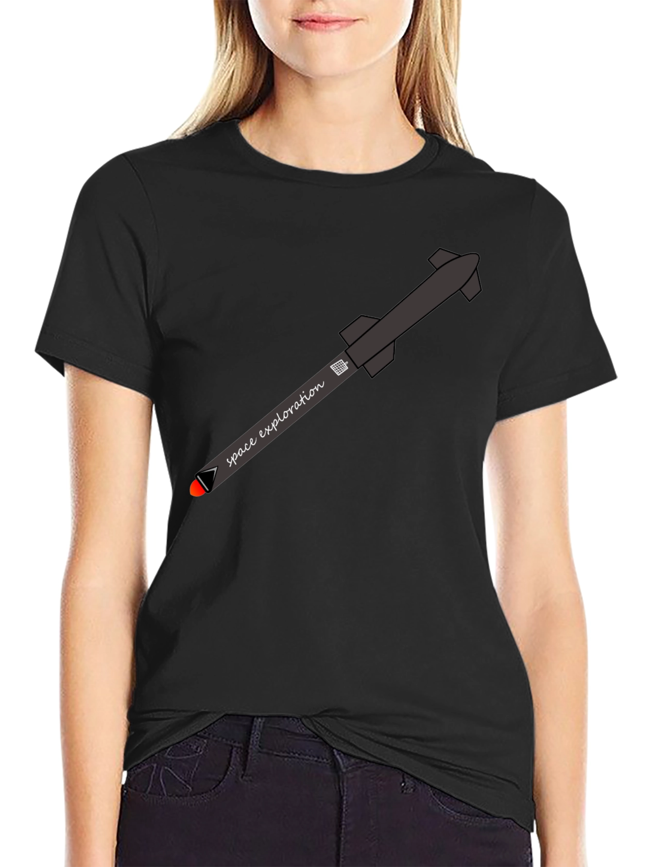 Space Exploration Rocket T-Shirt - Black