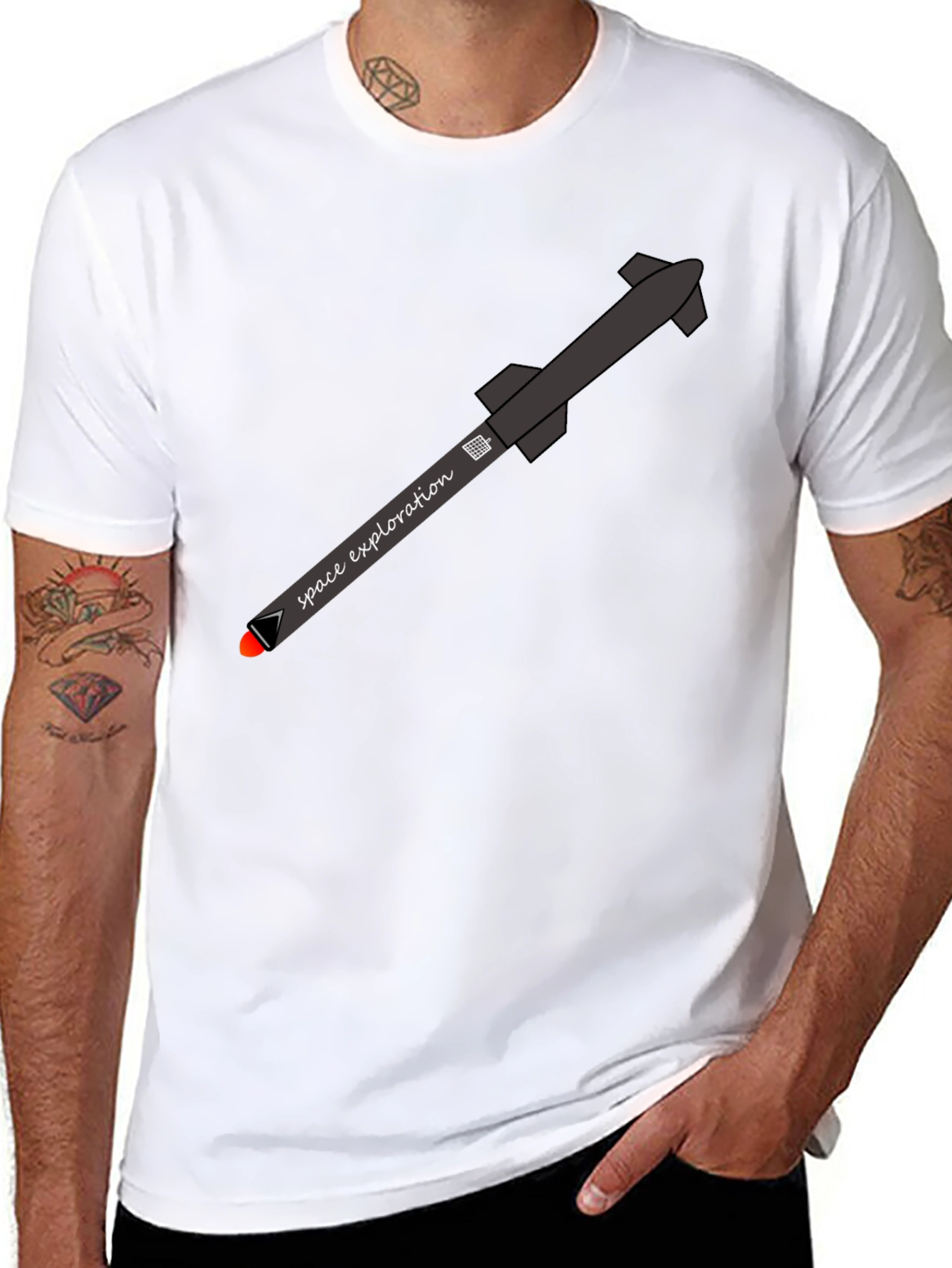 Space Exploration Rocket T-Shirt - Black