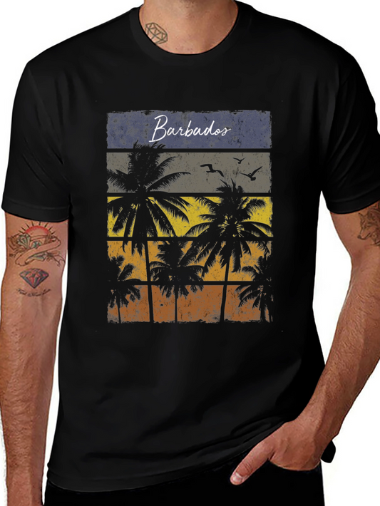 Barbados Palms Retro T-Shirt