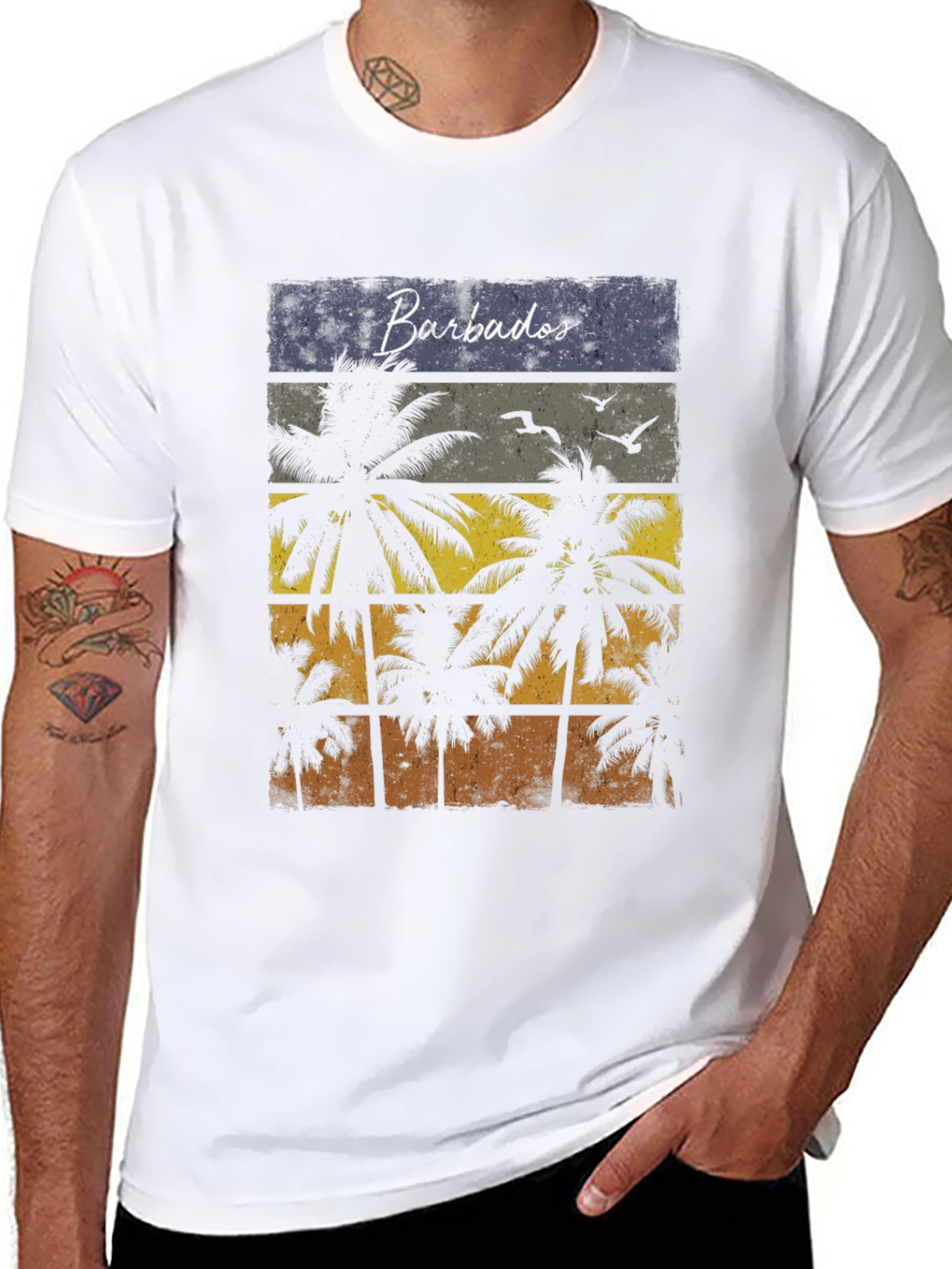 Barbados Palms Retro T-Shirt
