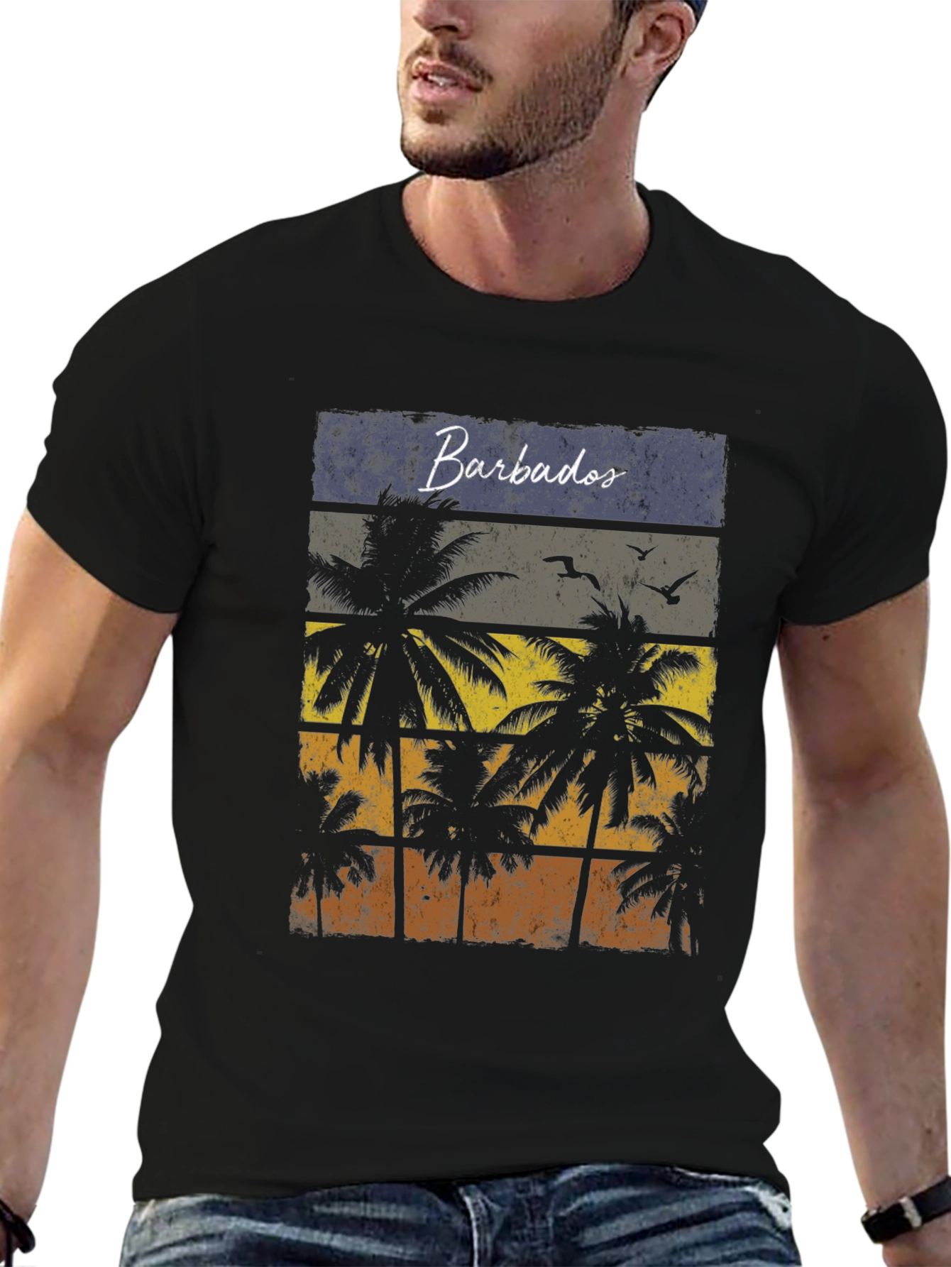 Barbados Palms Retro T-Shirt