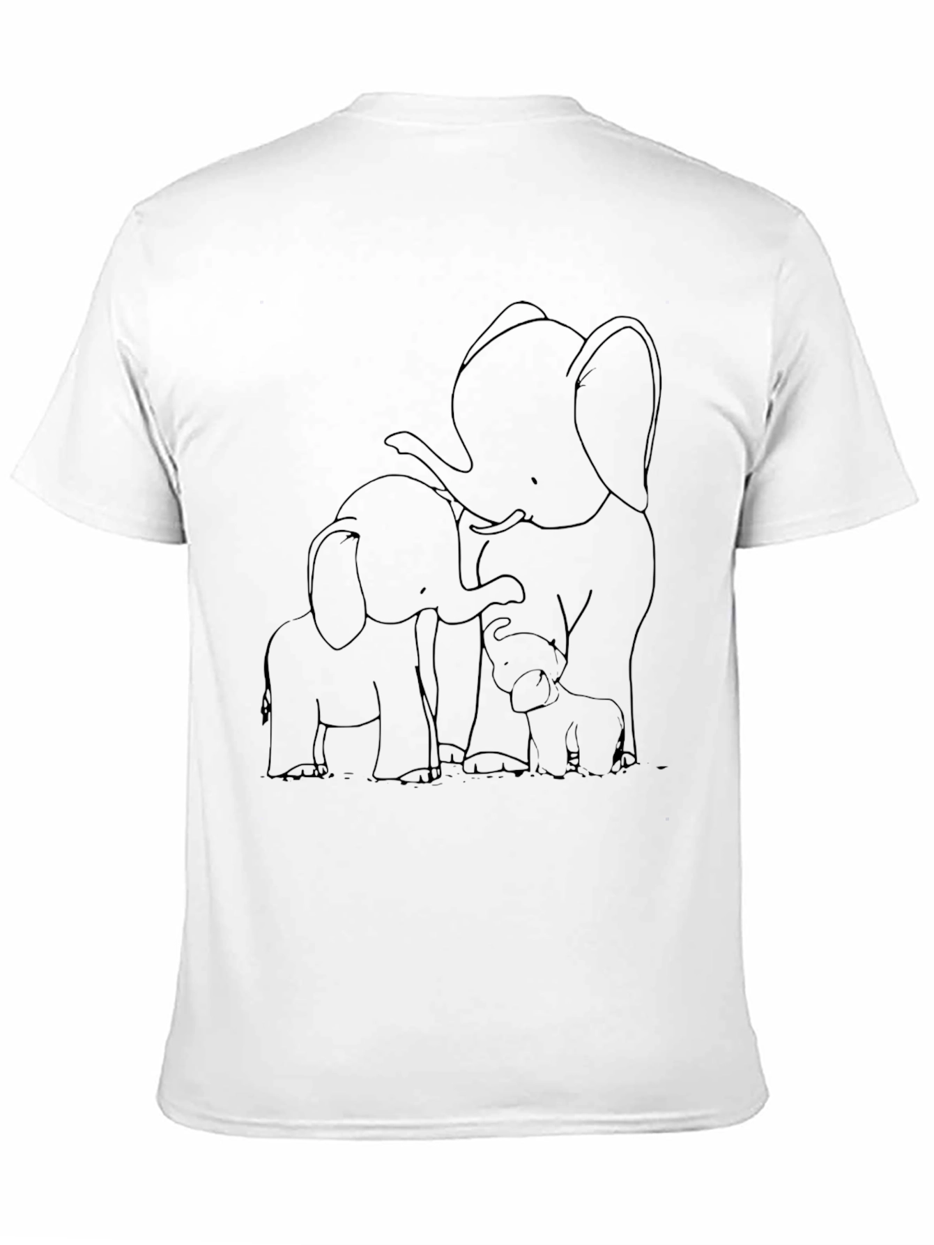 Elephant Family Outline Black T-Shirt