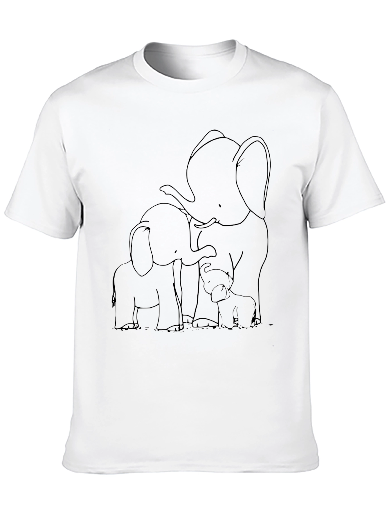 Elephant Family Outline Black T-Shirt