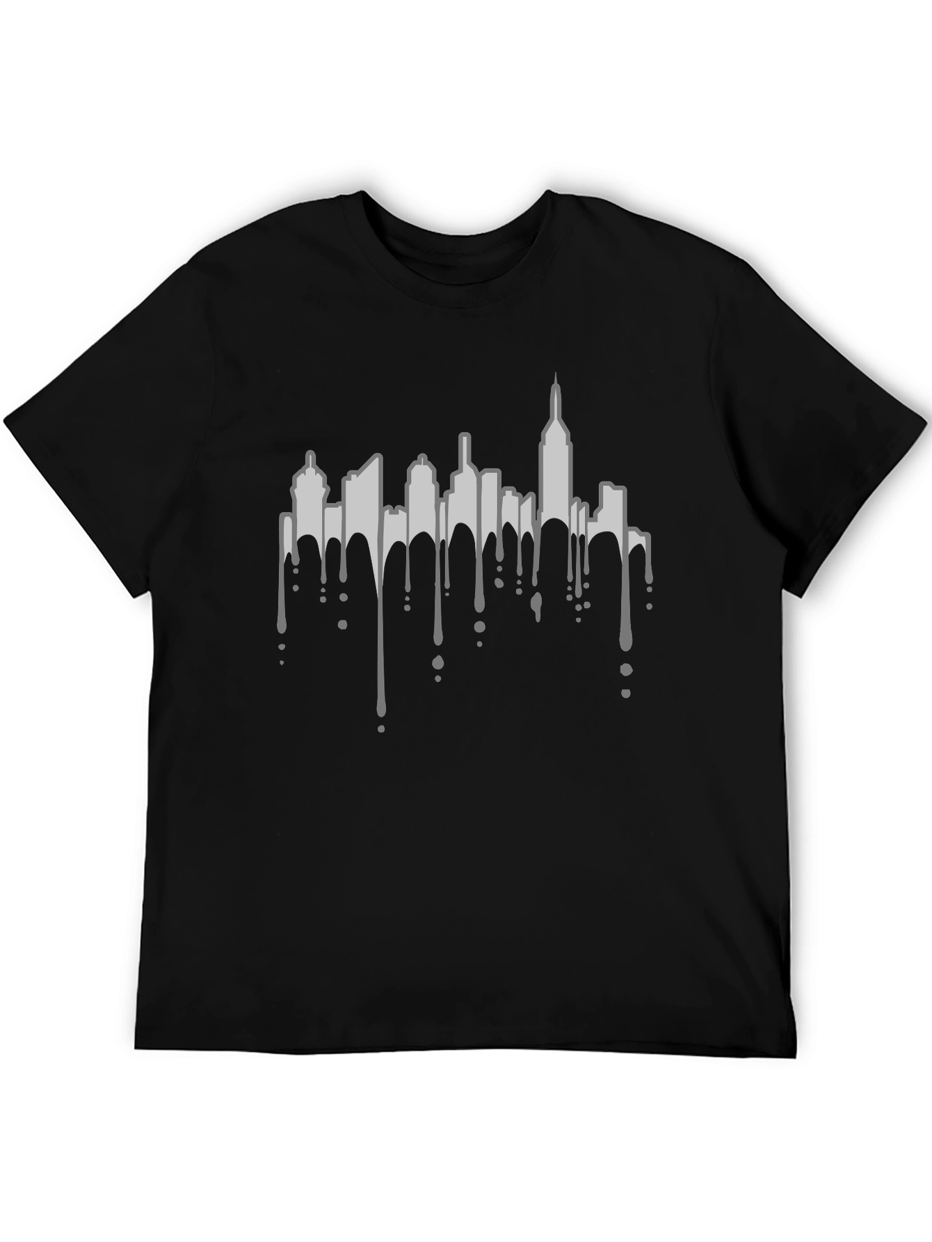 Urban Drip Tee - City Skyline Graphic Black T-Shirt