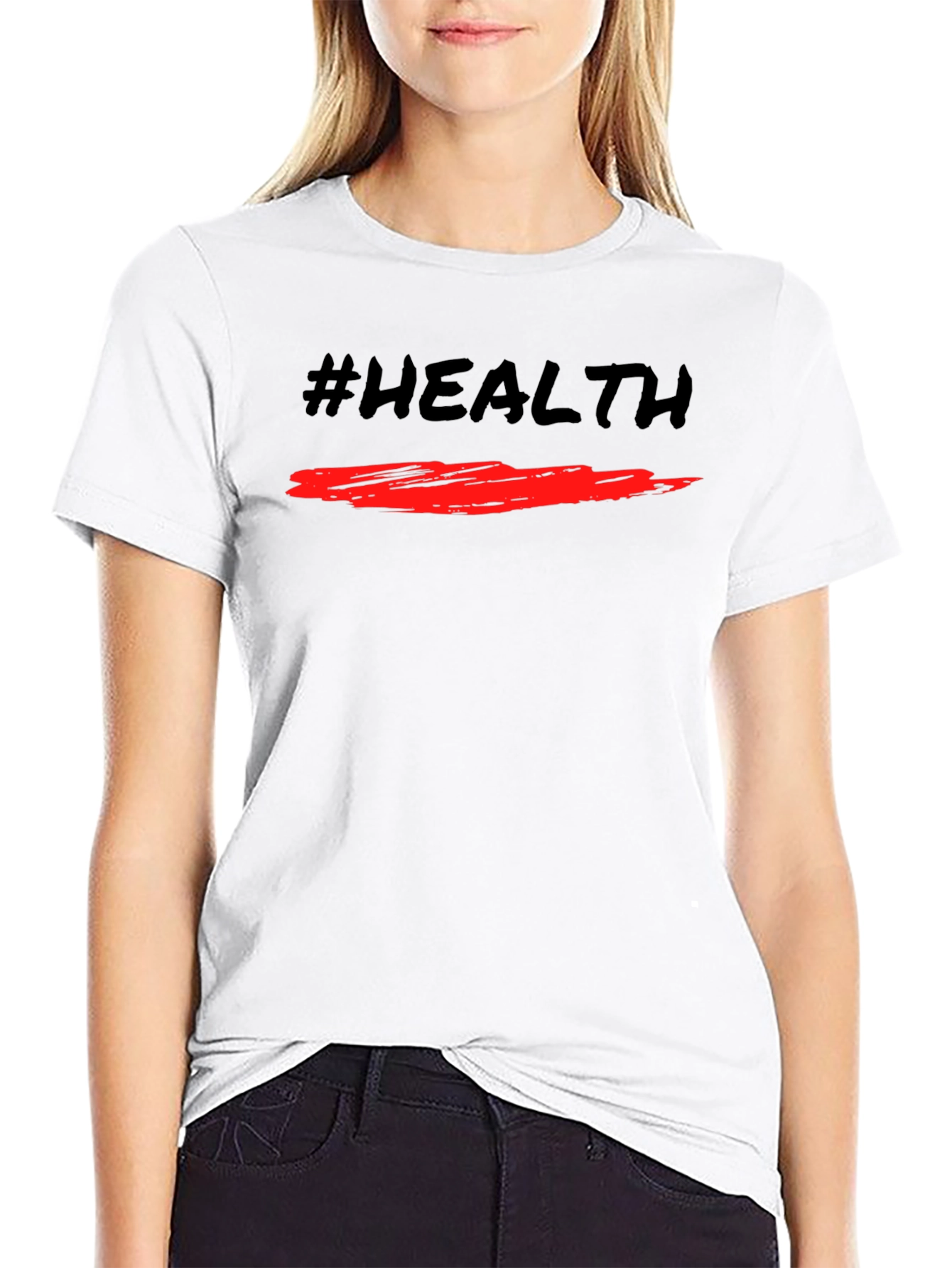 #Health Black Graphic Tee - Stylish Fitness T-Shirt