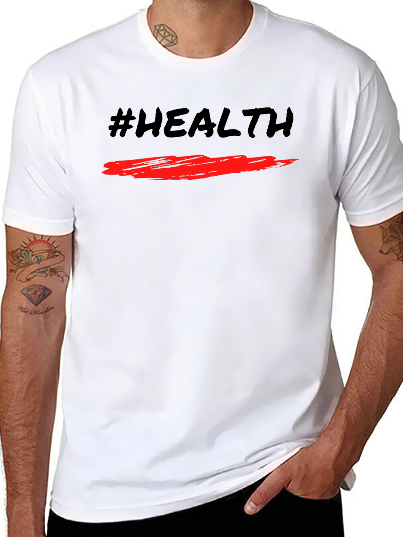 #Health Black Graphic Tee - Stylish Fitness T-Shirt
