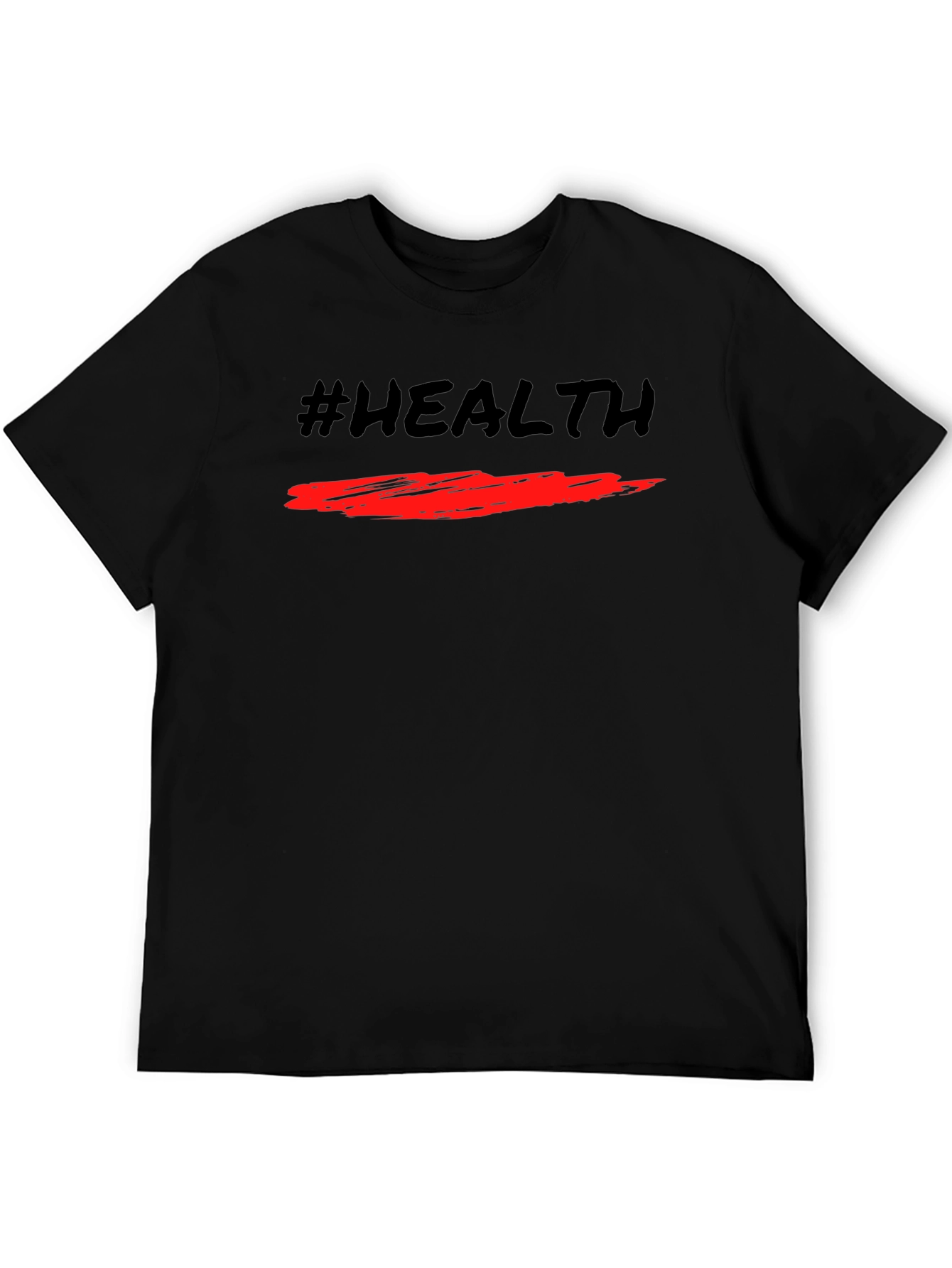 #Health Black Graphic Tee - Stylish Fitness T-Shirt