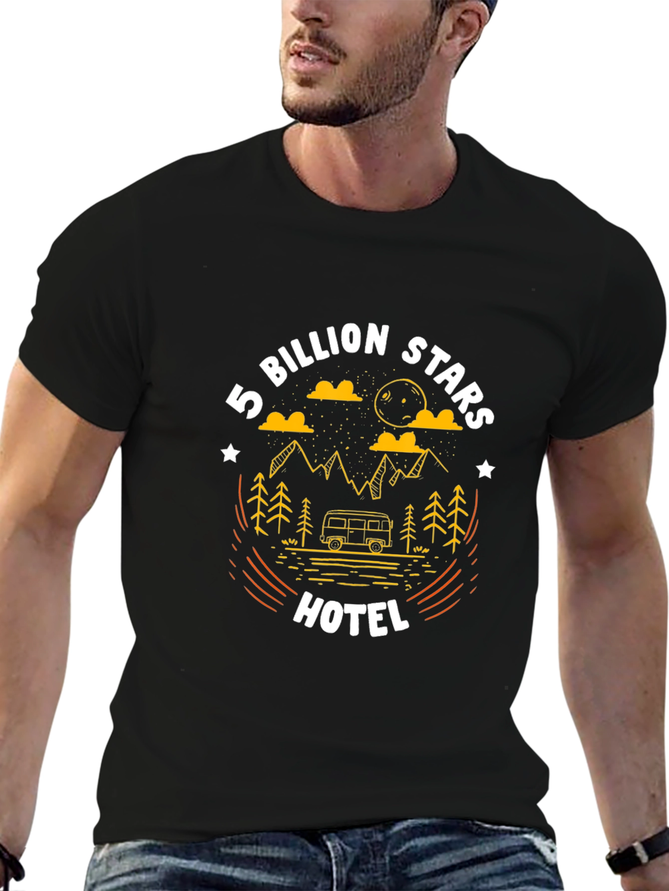 5 Billion Stars Hotel Camping Graphic T-Shirt